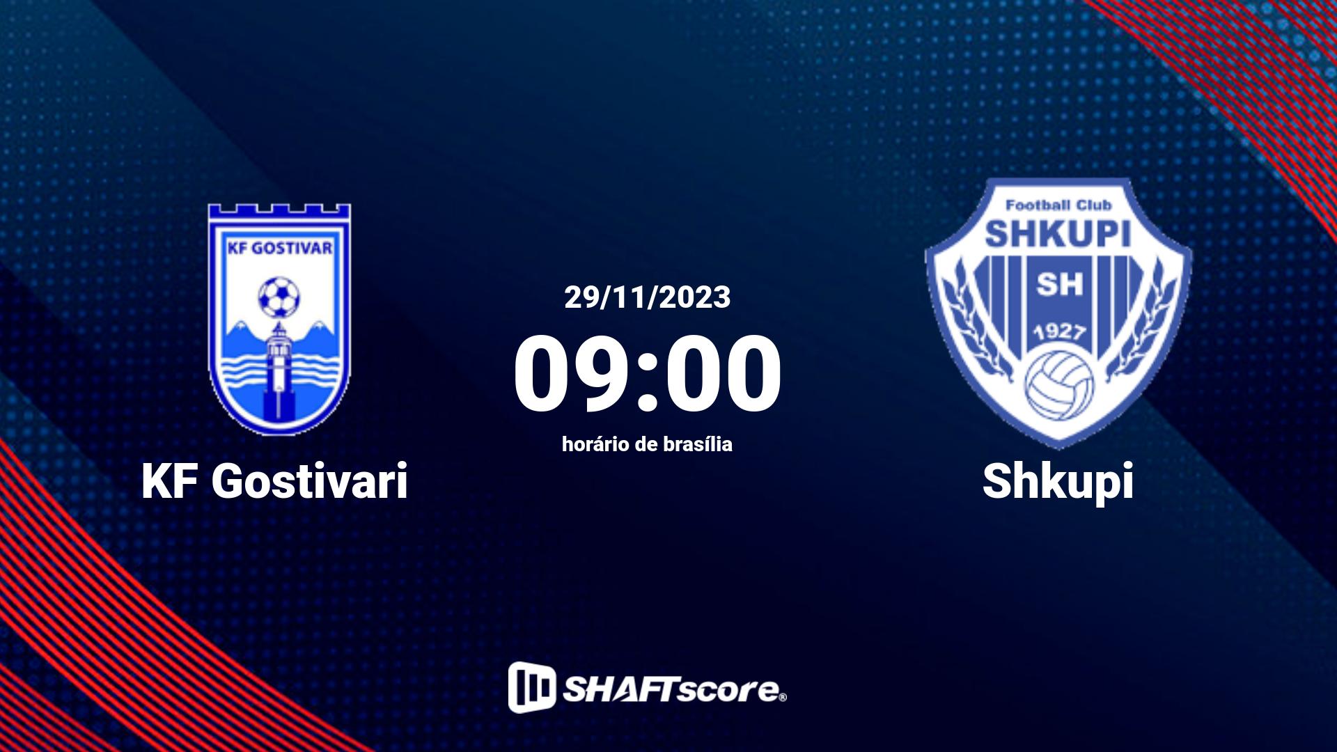 Estatísticas do jogo KF Gostivari vs Shkupi 29.11 09:00