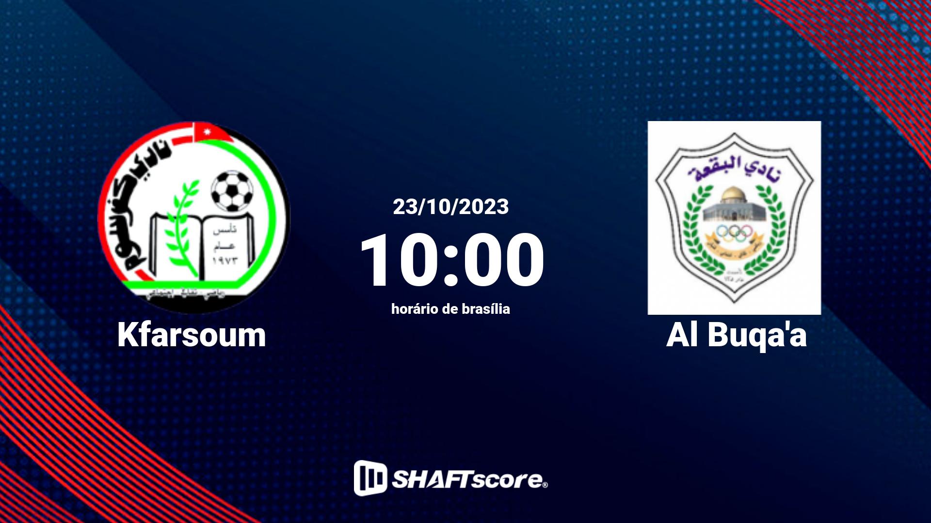 Estatísticas do jogo Kfarsoum vs Al Buqa'a 23.10 10:00