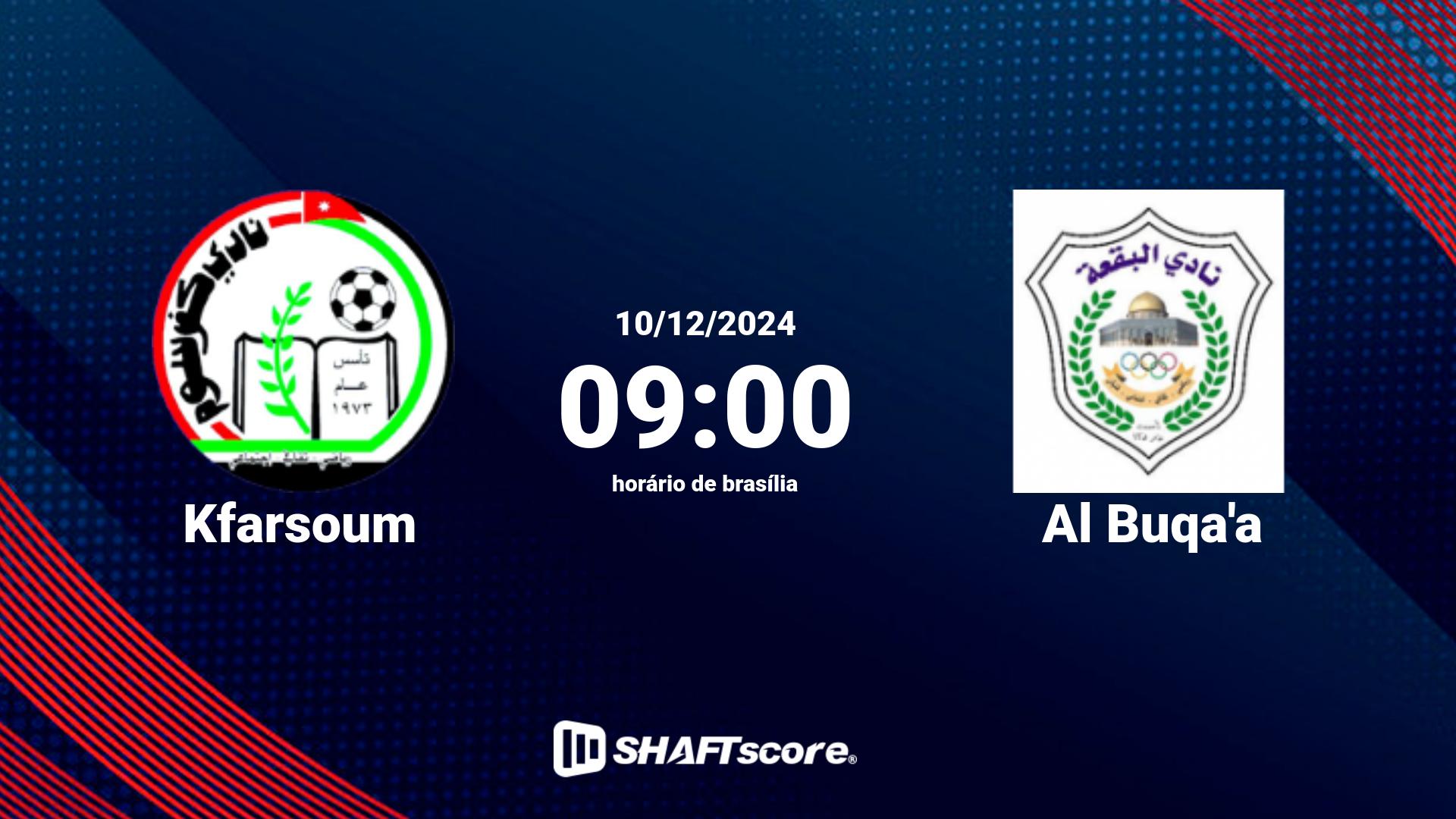 Estatísticas do jogo Kfarsoum vs Al Buqa'a 10.12 09:00