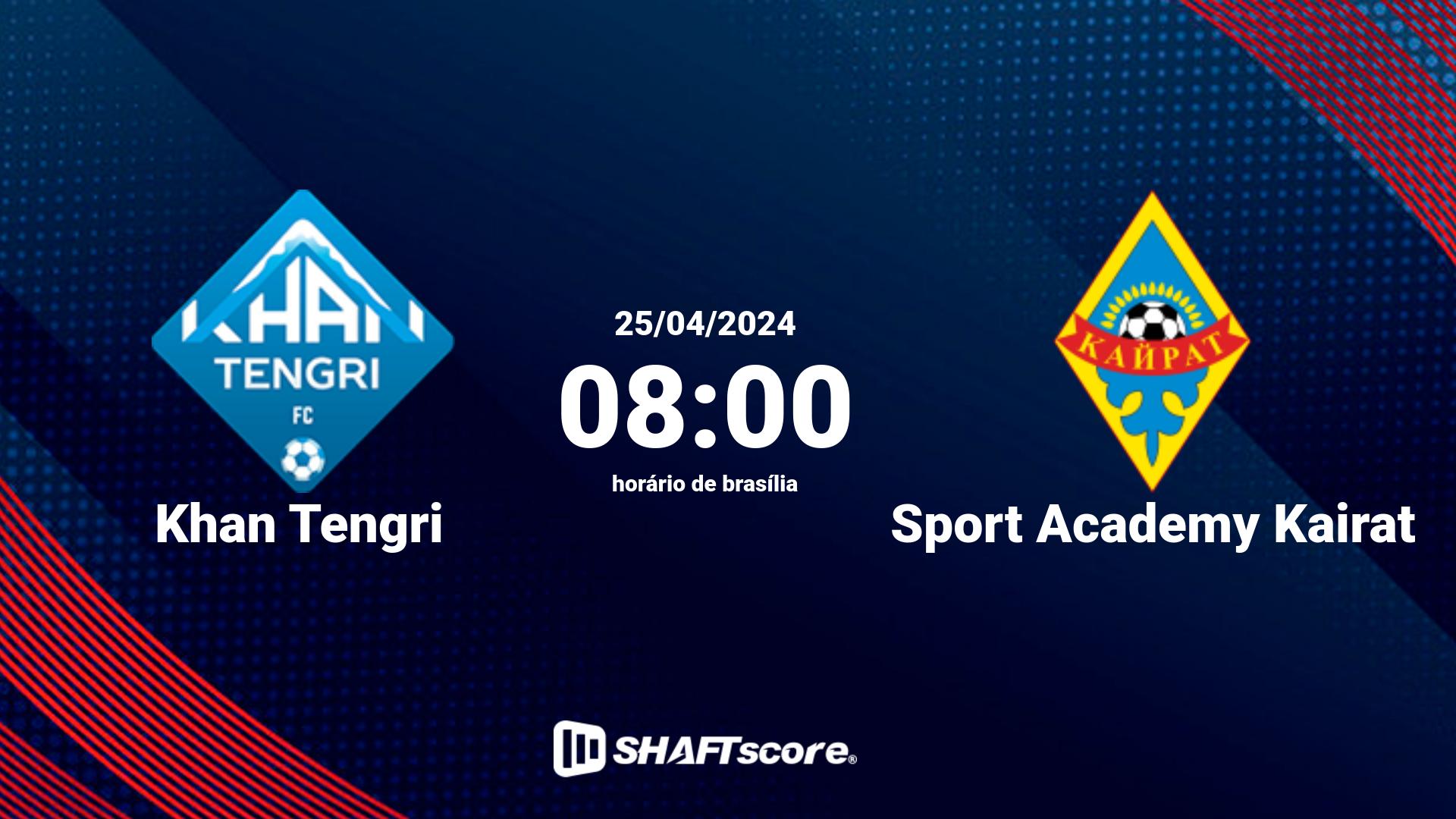 Estatísticas do jogo Khan Tengri vs Sport Academy Kairat 25.04 08:00