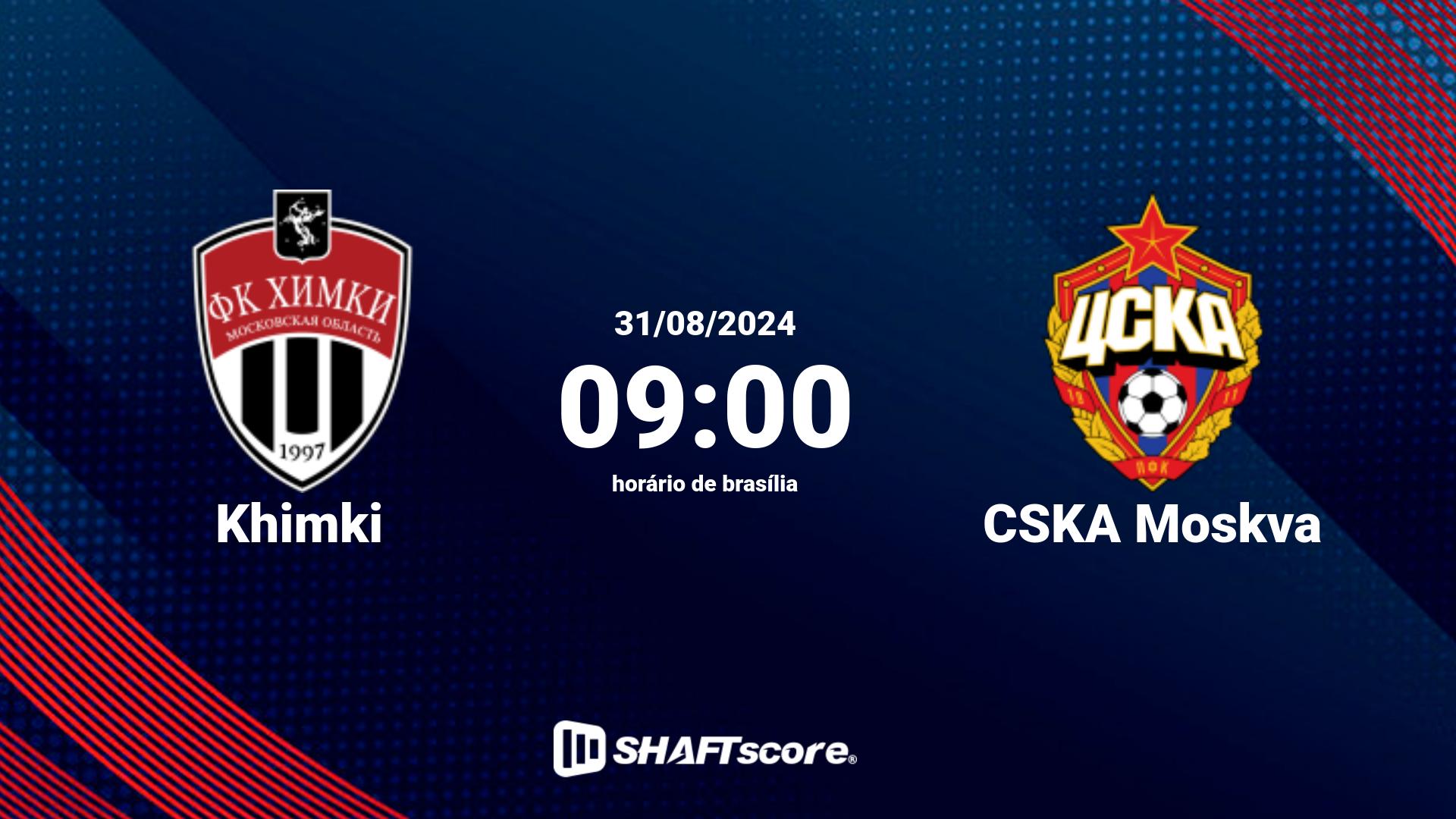 Estatísticas do jogo Khimki vs CSKA Moskva 31.08 09:00