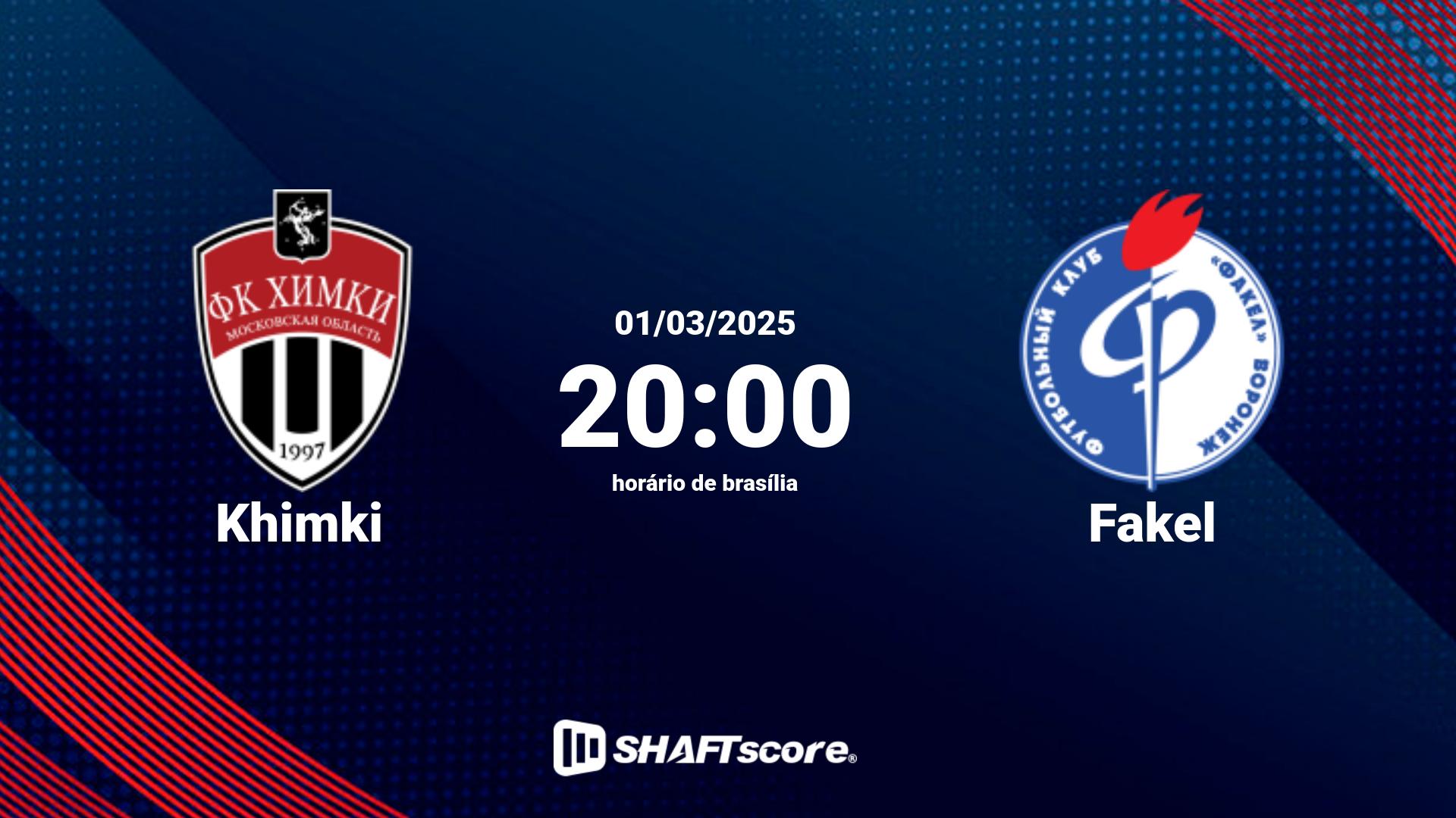 Estatísticas do jogo Khimki vs Fakel 01.03 20:00