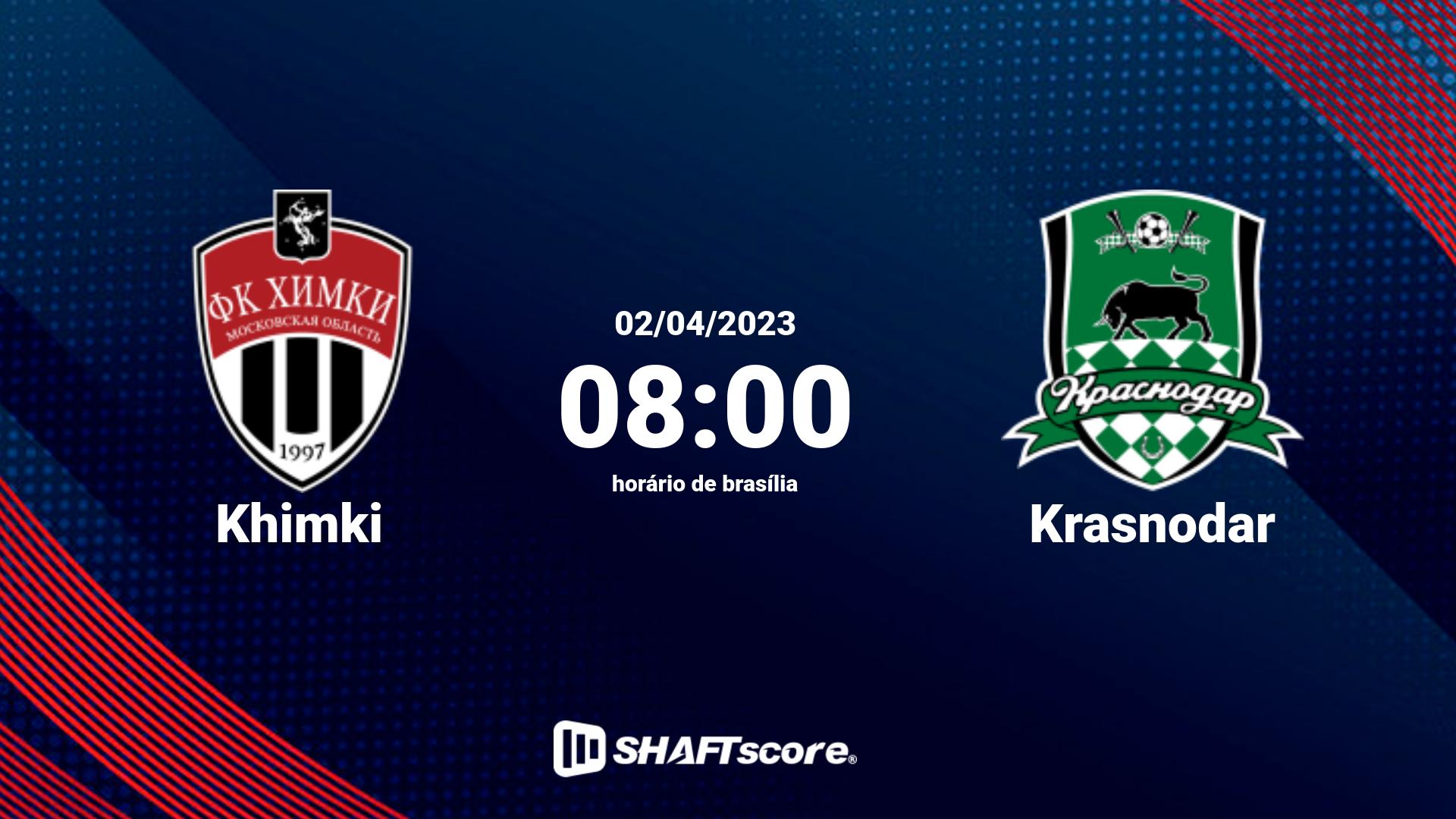 Estatísticas do jogo Khimki vs Krasnodar 02.04 08:00