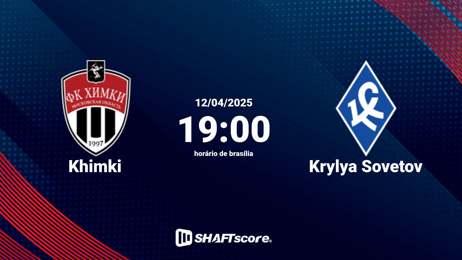 Estatísticas do jogo Khimki vs Krylya Sovetov 12.04 19:00