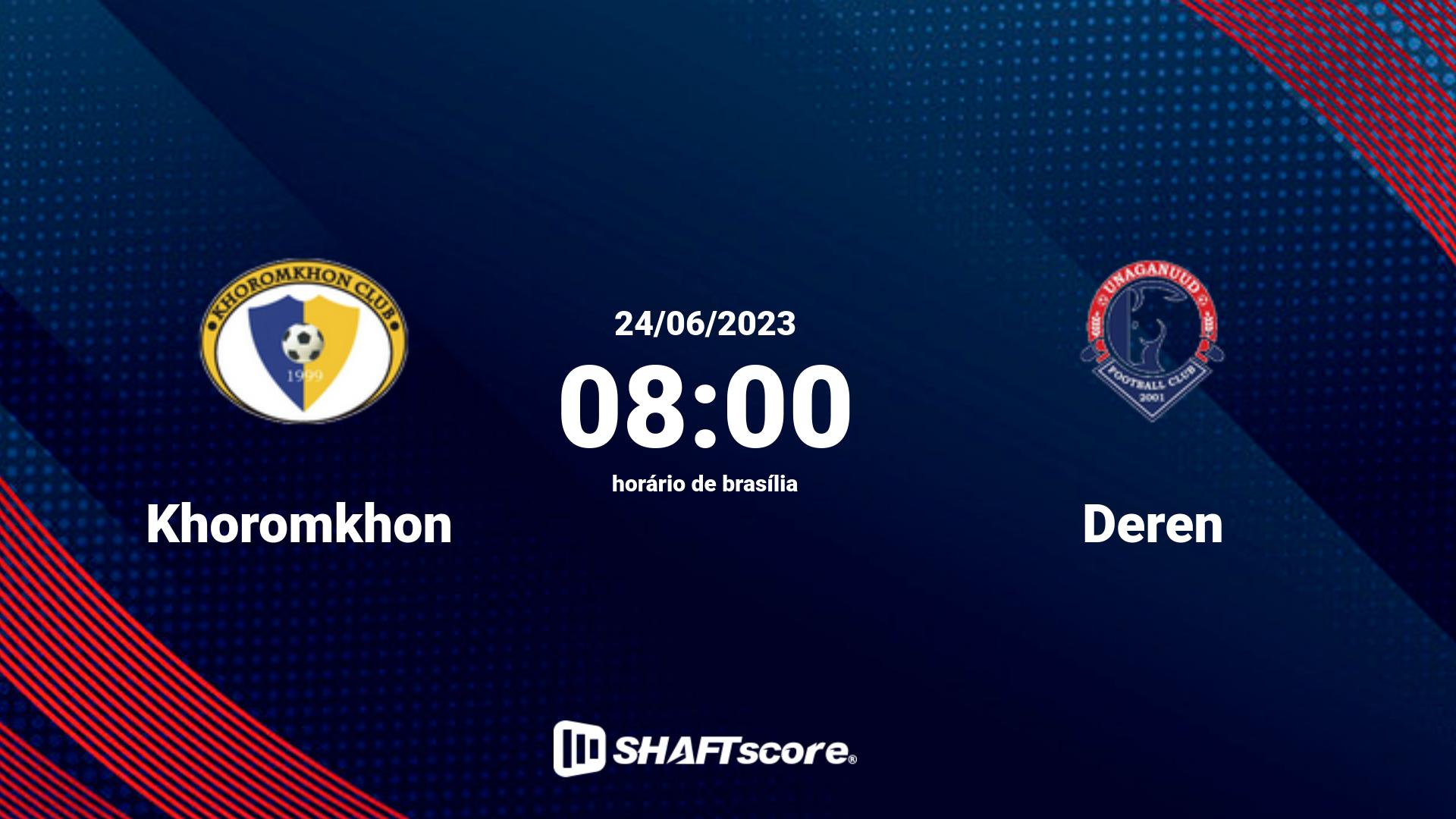 Estatísticas do jogo Khoromkhon vs Deren 24.06 08:00