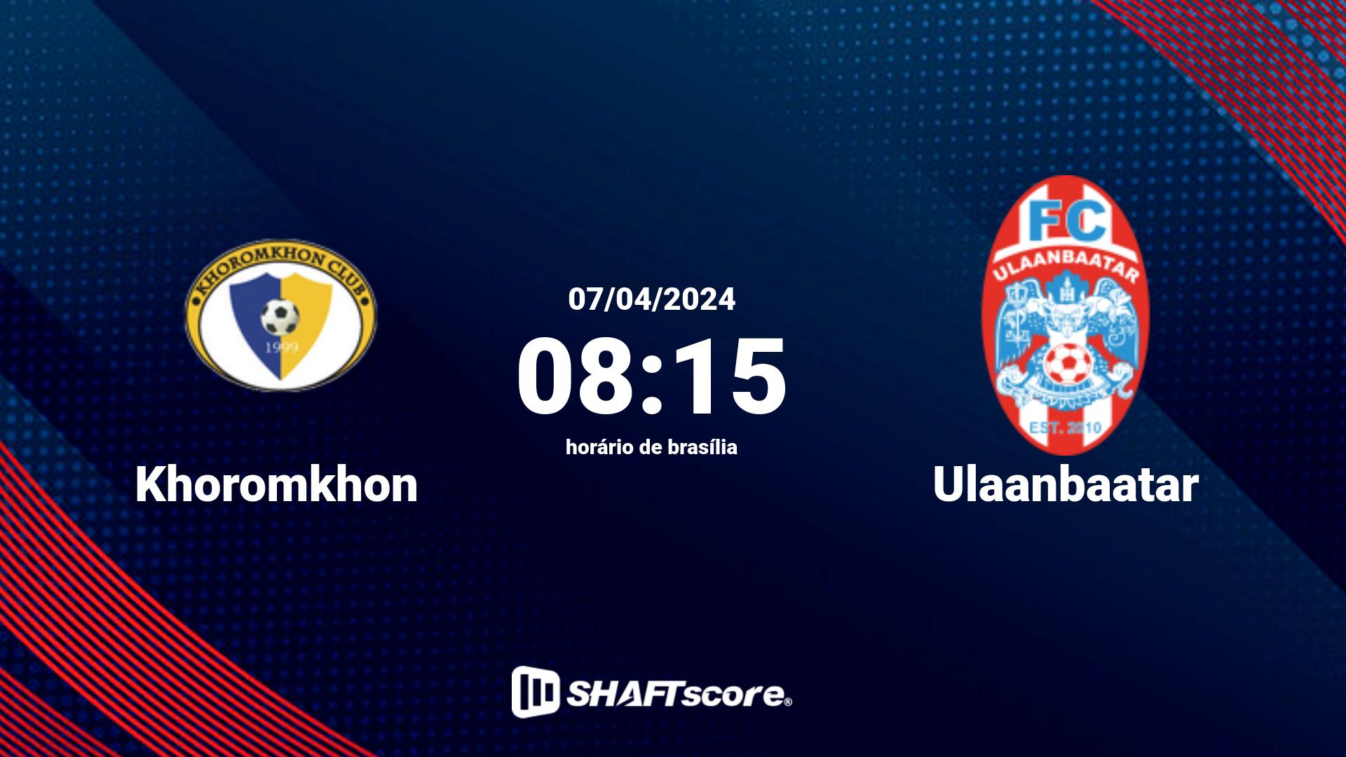 Estatísticas do jogo Khoromkhon vs Ulaanbaatar 07.04 08:15