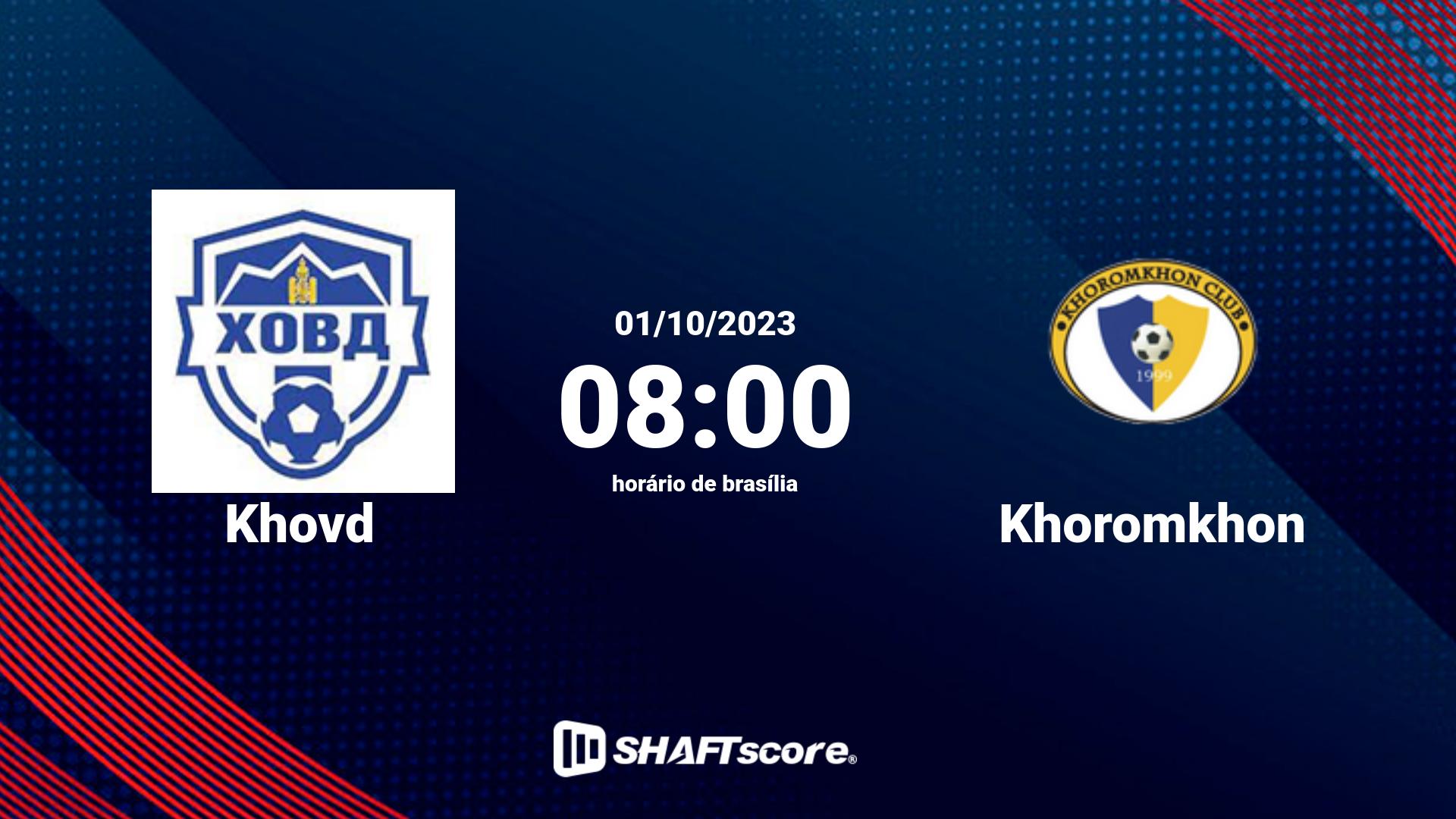 Estatísticas do jogo Khovd vs Khoromkhon 01.10 08:00