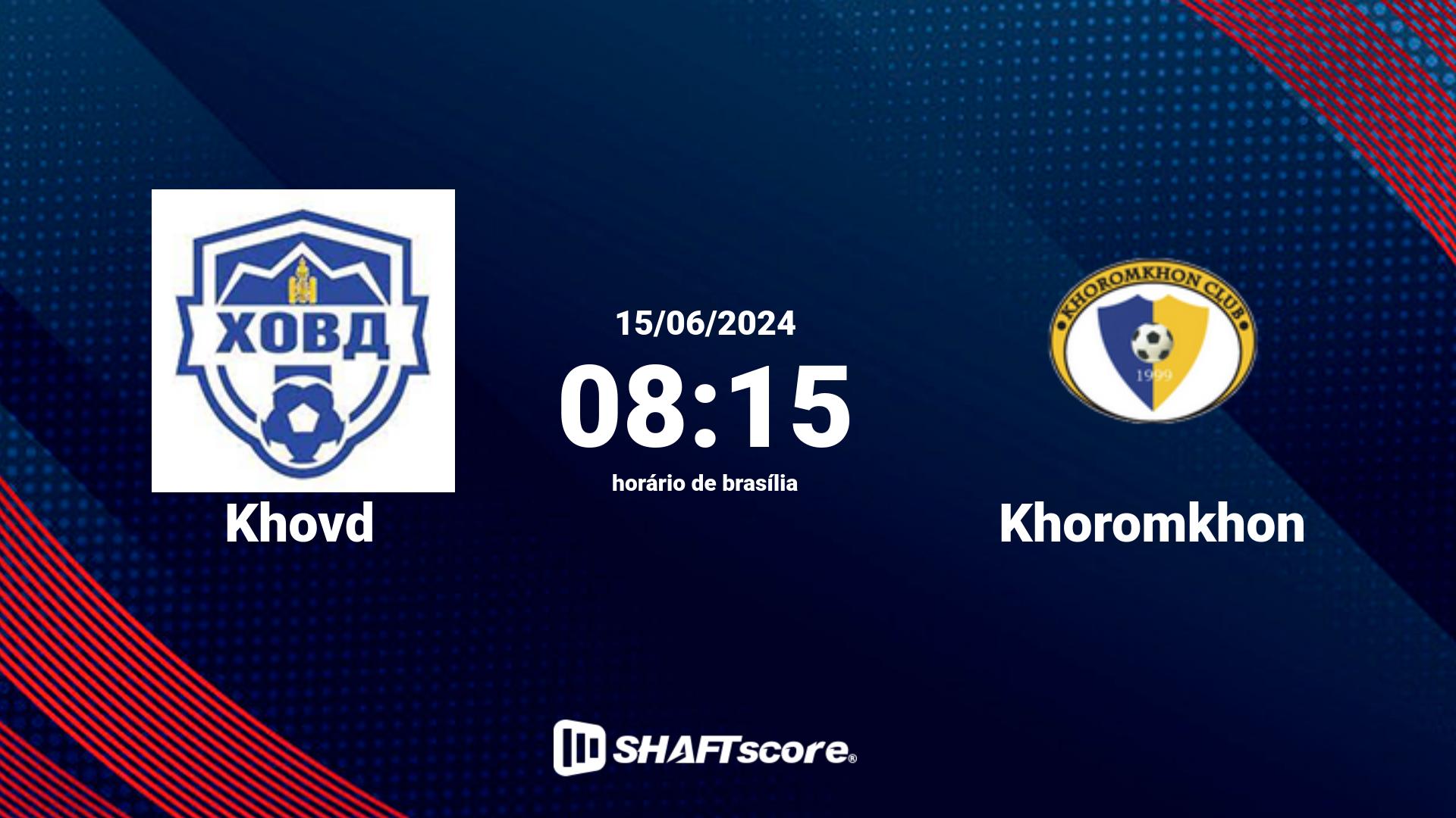 Estatísticas do jogo Khovd vs Khoromkhon 15.06 08:15