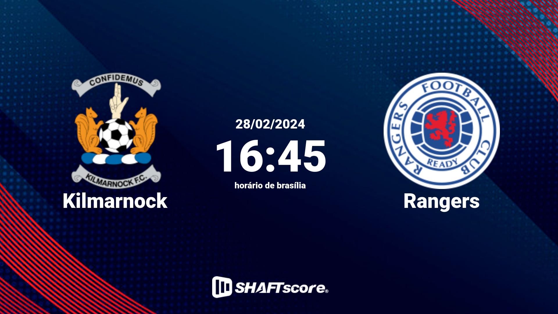 Estatísticas do jogo Kilmarnock vs Rangers 28.02 16:45