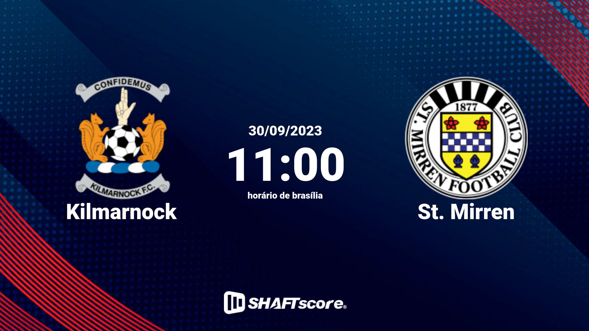 Estatísticas do jogo Kilmarnock vs St. Mirren 30.09 11:00