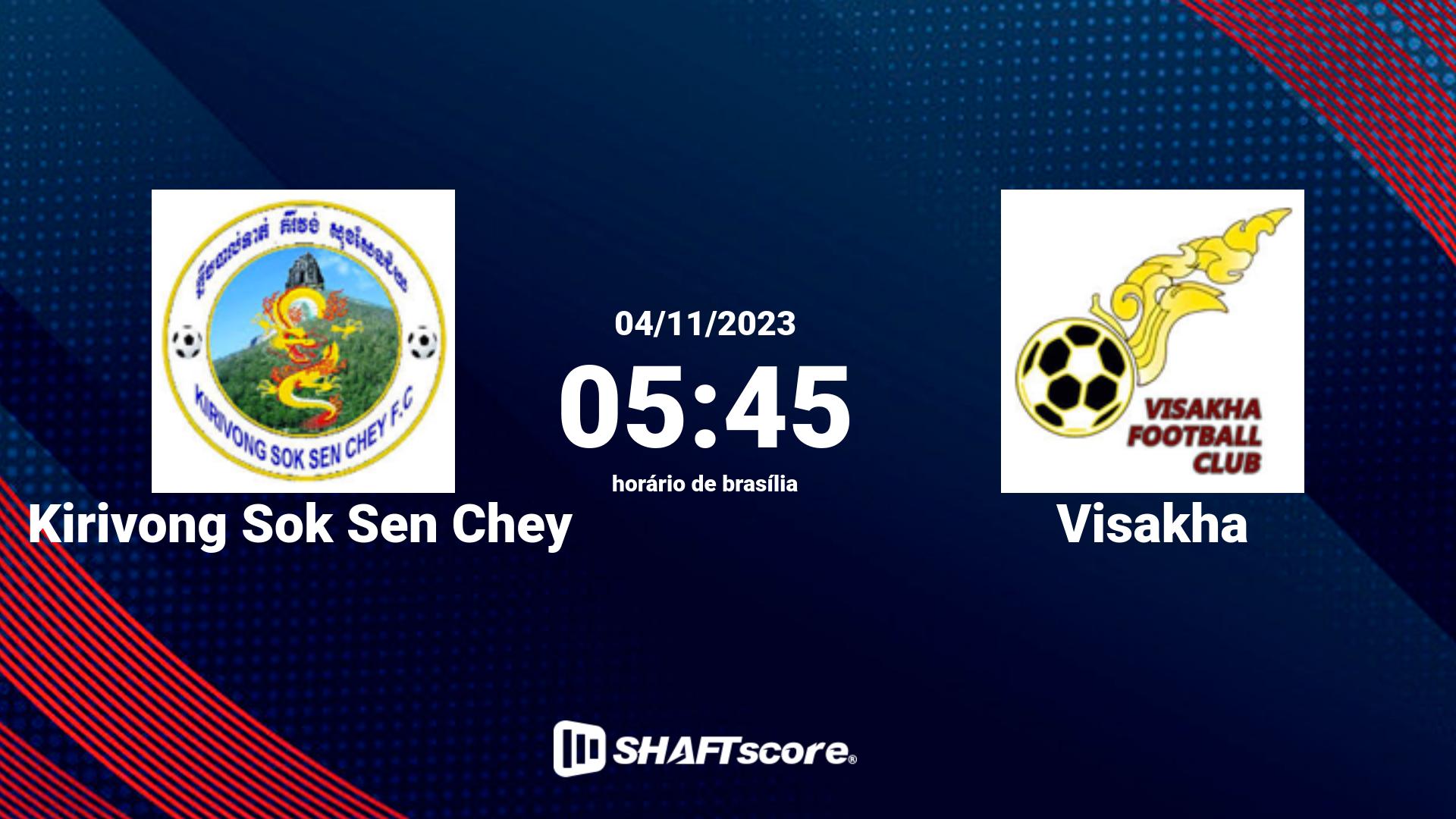 Estatísticas do jogo Kirivong Sok Sen Chey vs Visakha 04.11 05:45