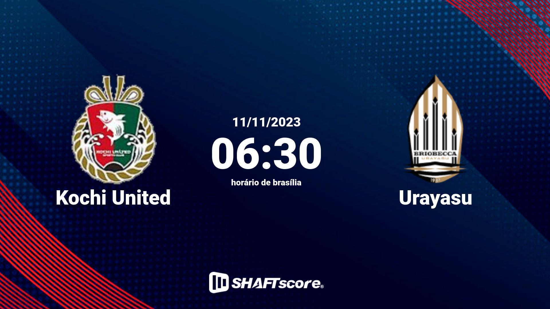 Estatísticas do jogo Kochi United vs Urayasu 11.11 06:30