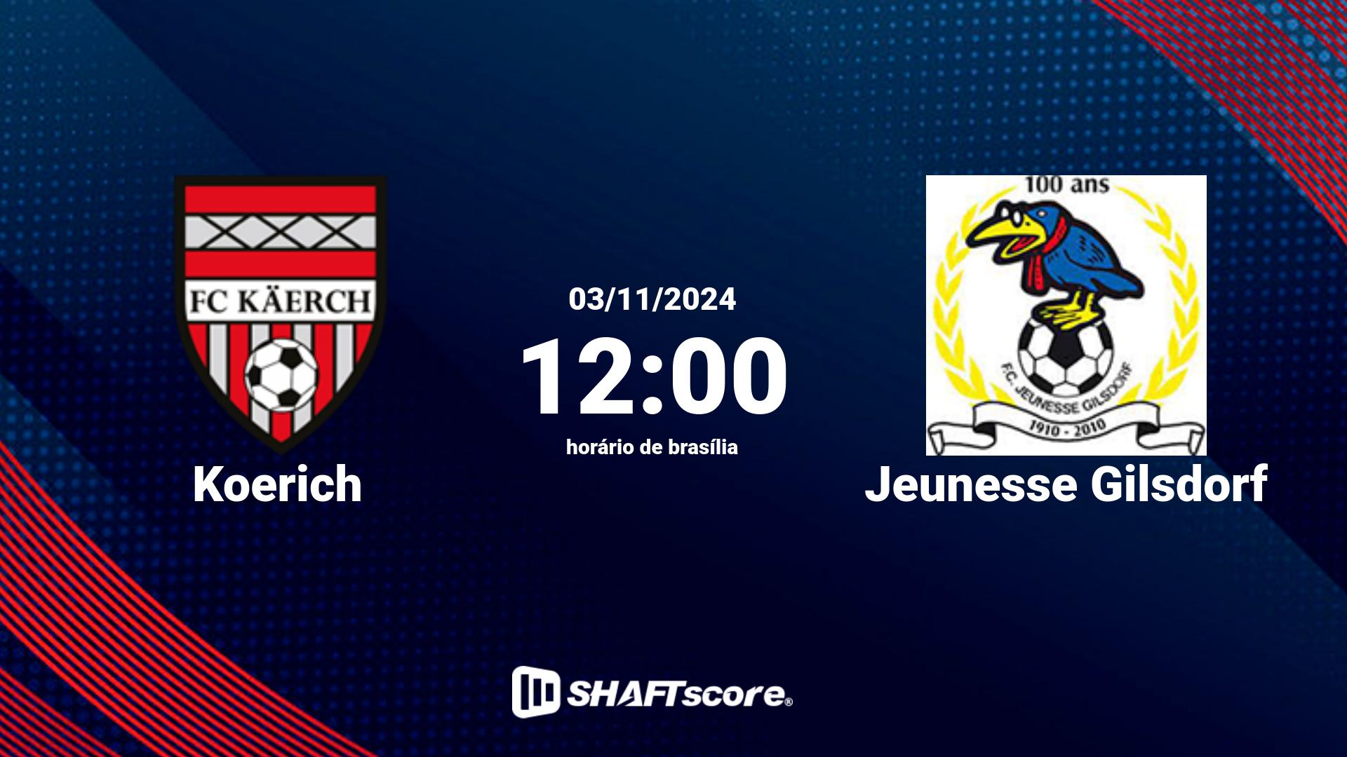 Estatísticas do jogo Koerich vs Jeunesse Gilsdorf 03.11 12:00