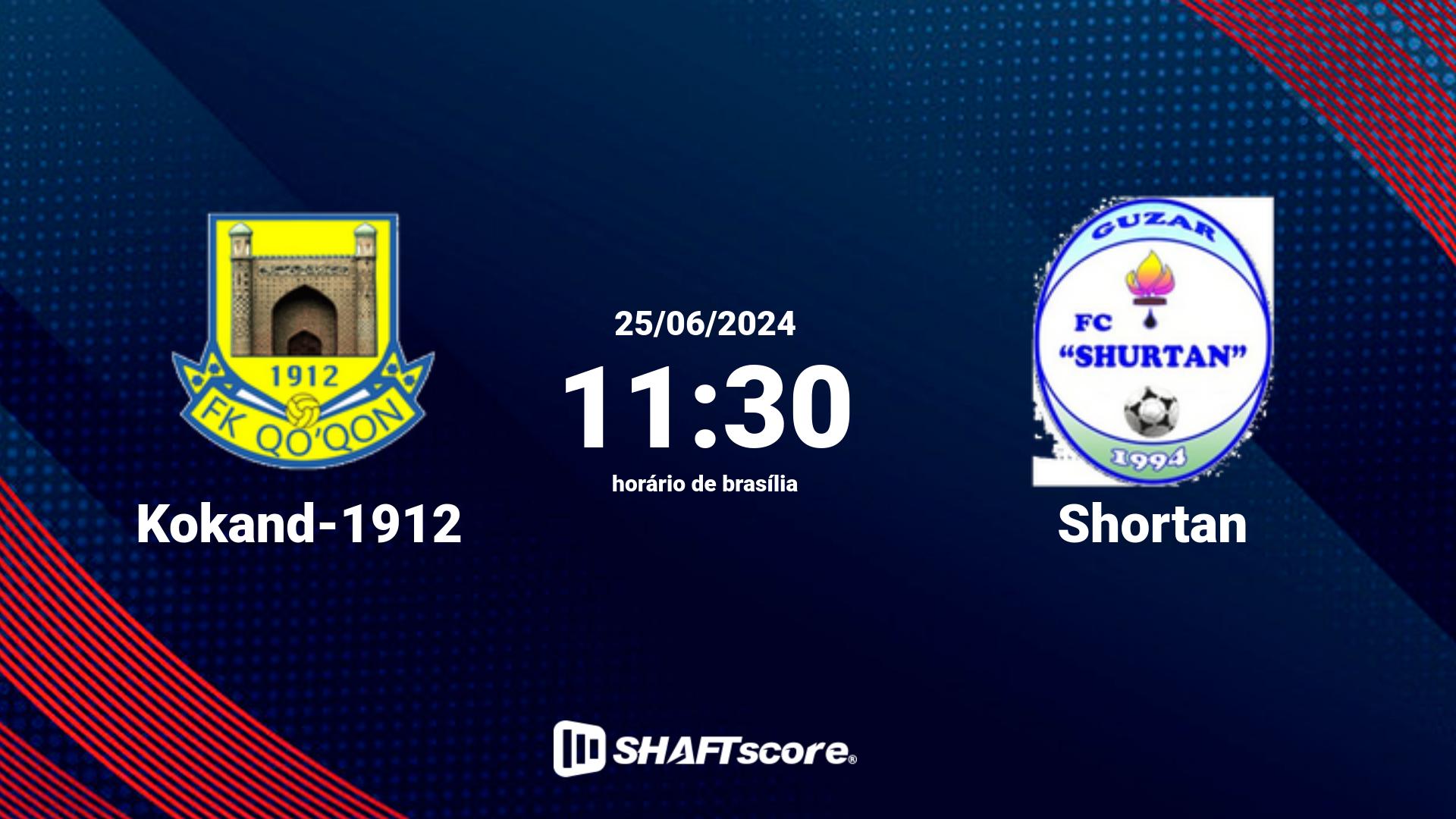 Estatísticas do jogo Kokand-1912 vs Shortan 25.06 11:30