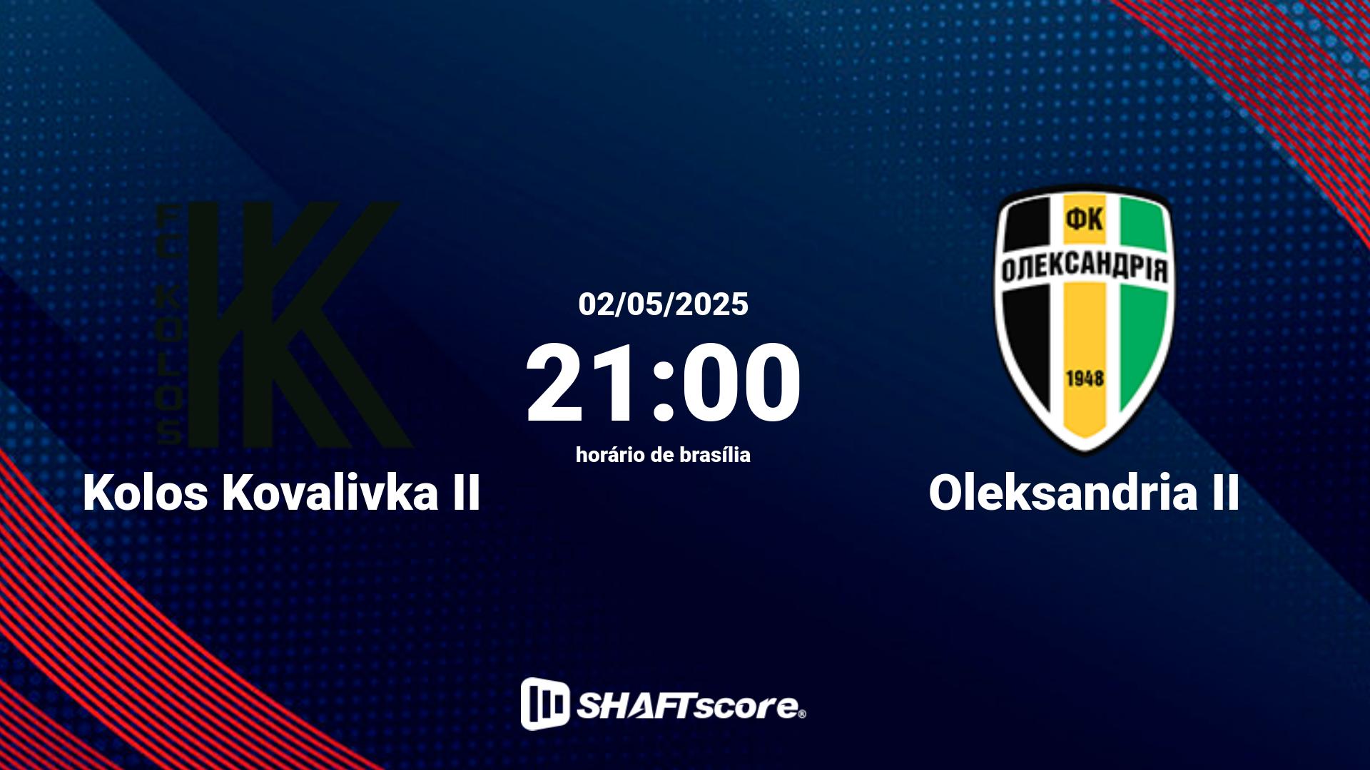 Estatísticas do jogo Kolos Kovalivka II vs Oleksandria II 02.05 21:00