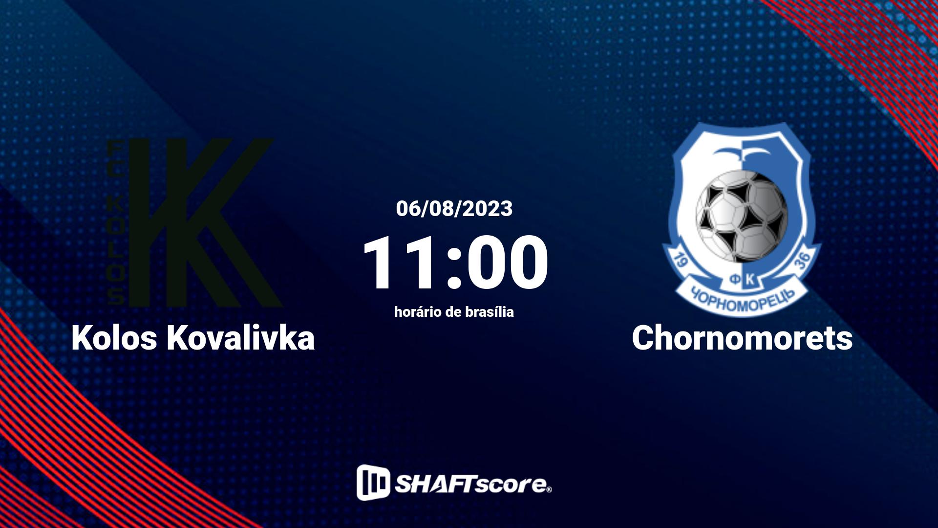 Estatísticas do jogo Kolos Kovalivka vs Chornomorets 06.08 11:00