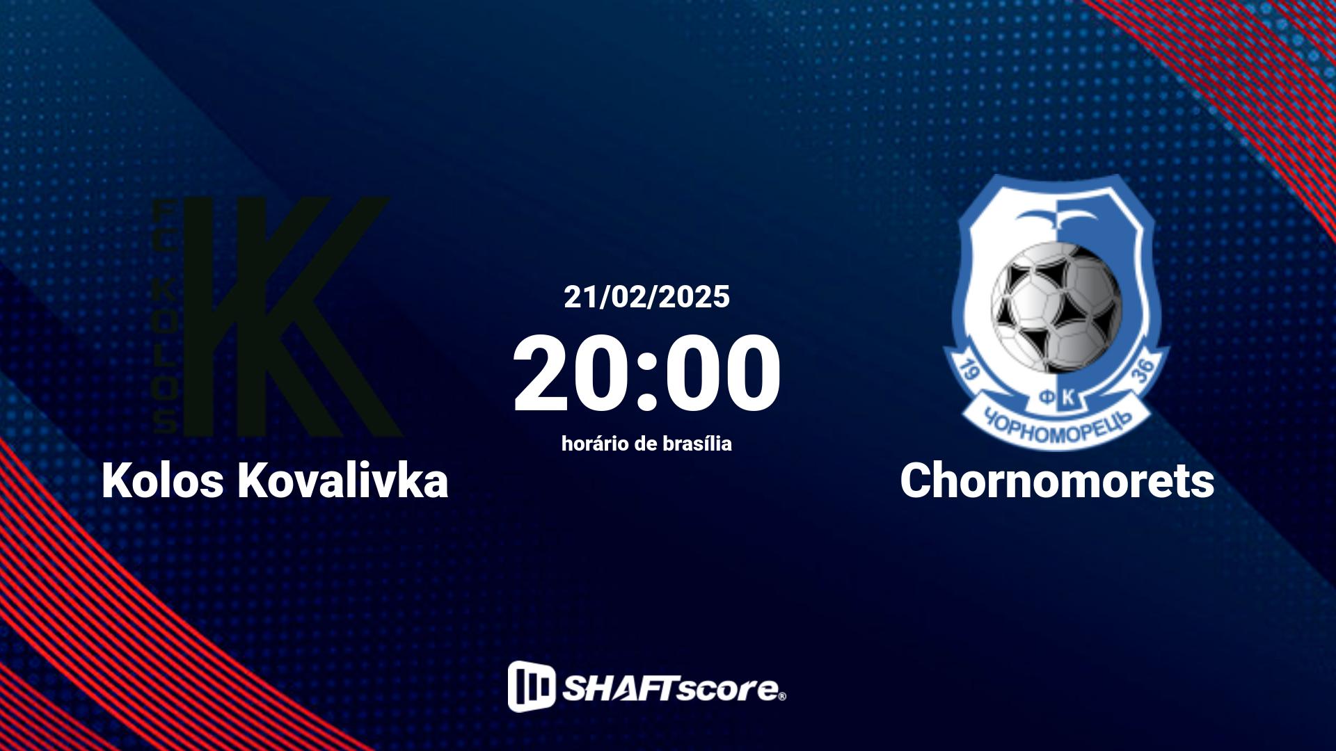 Estatísticas do jogo Kolos Kovalivka vs Chornomorets 21.02 20:00