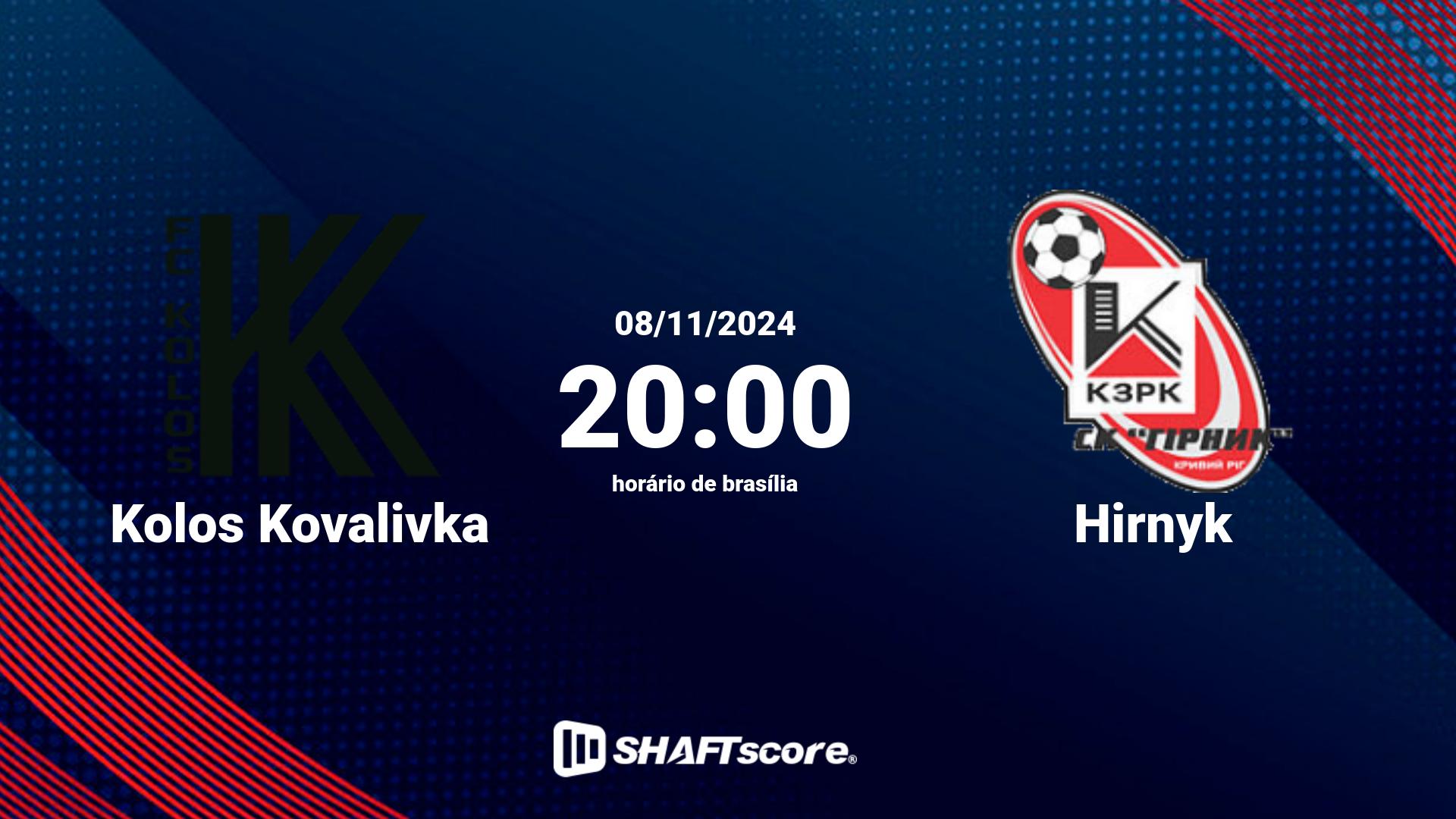 Estatísticas do jogo Kolos Kovalivka vs Hirnyk 08.11 20:00