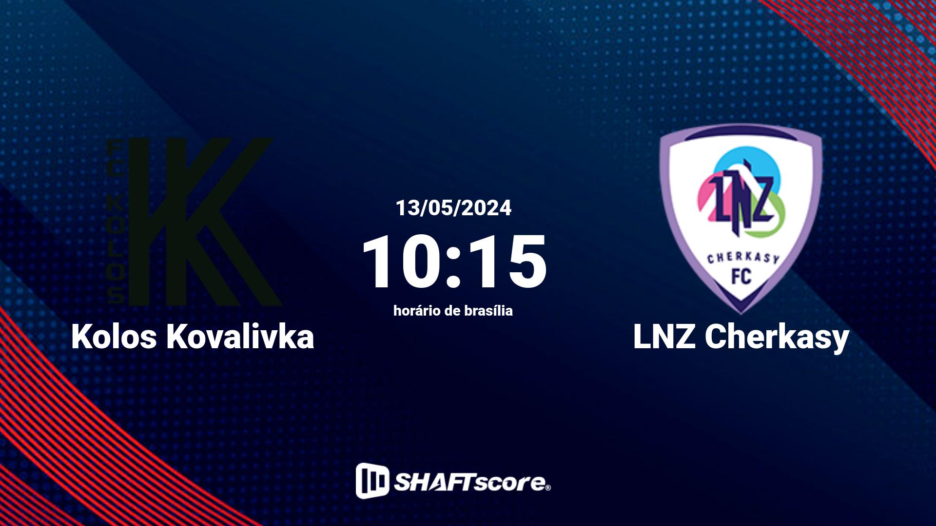 Estatísticas do jogo Kolos Kovalivka vs LNZ Cherkasy 13.05 10:15