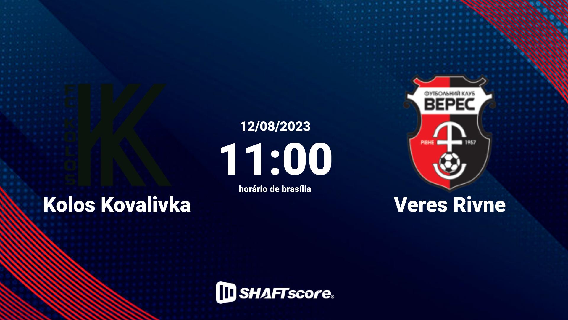 Estatísticas do jogo Kolos Kovalivka vs Veres Rivne 12.08 11:00