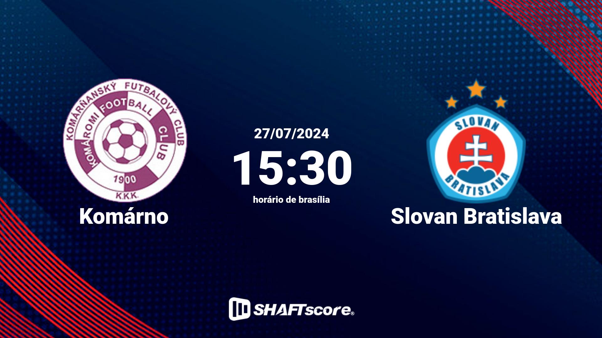 Estatísticas do jogo Komárno vs Slovan Bratislava 27.07 15:30