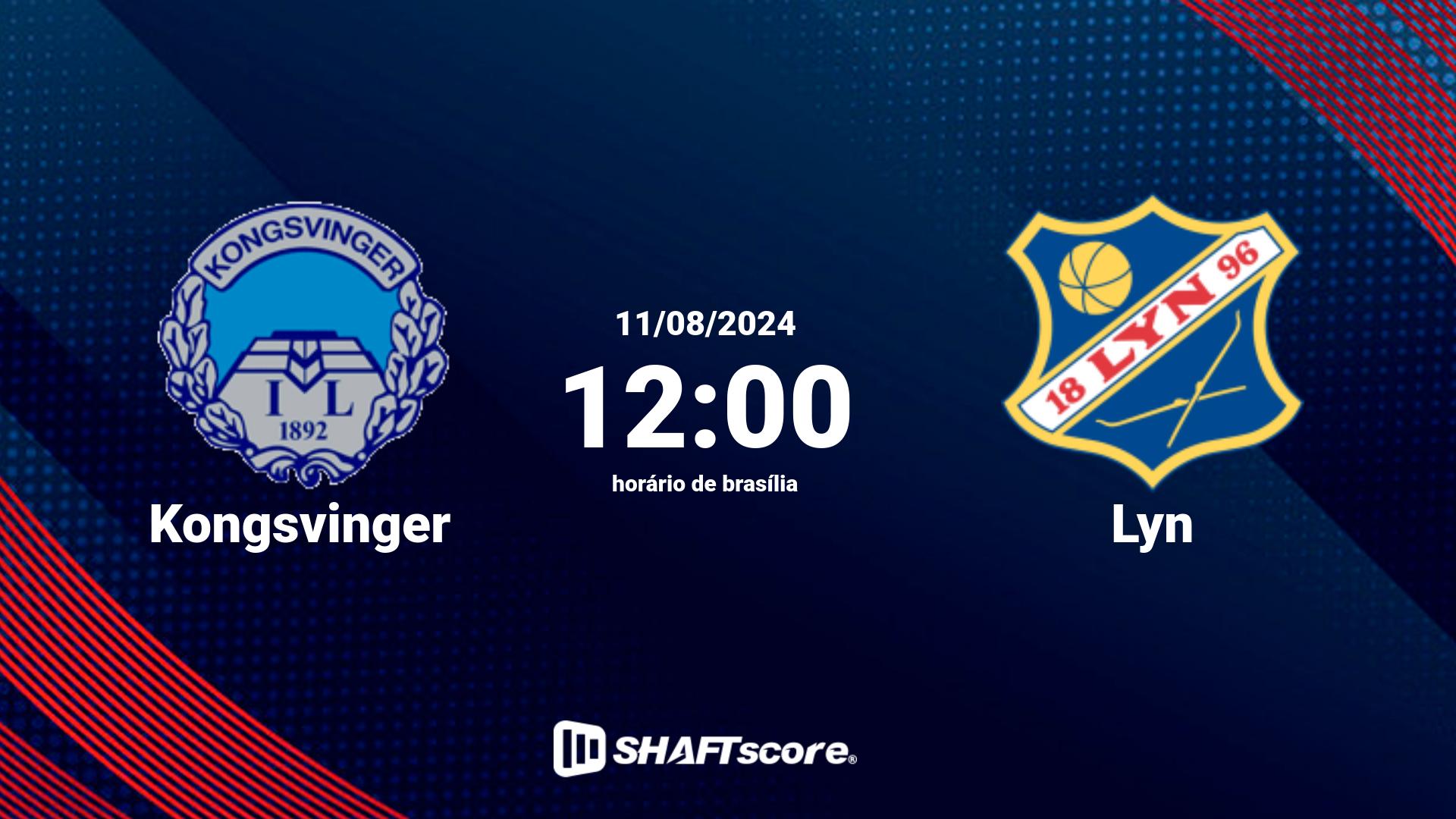 Estatísticas do jogo Kongsvinger vs Lyn 11.08 12:00