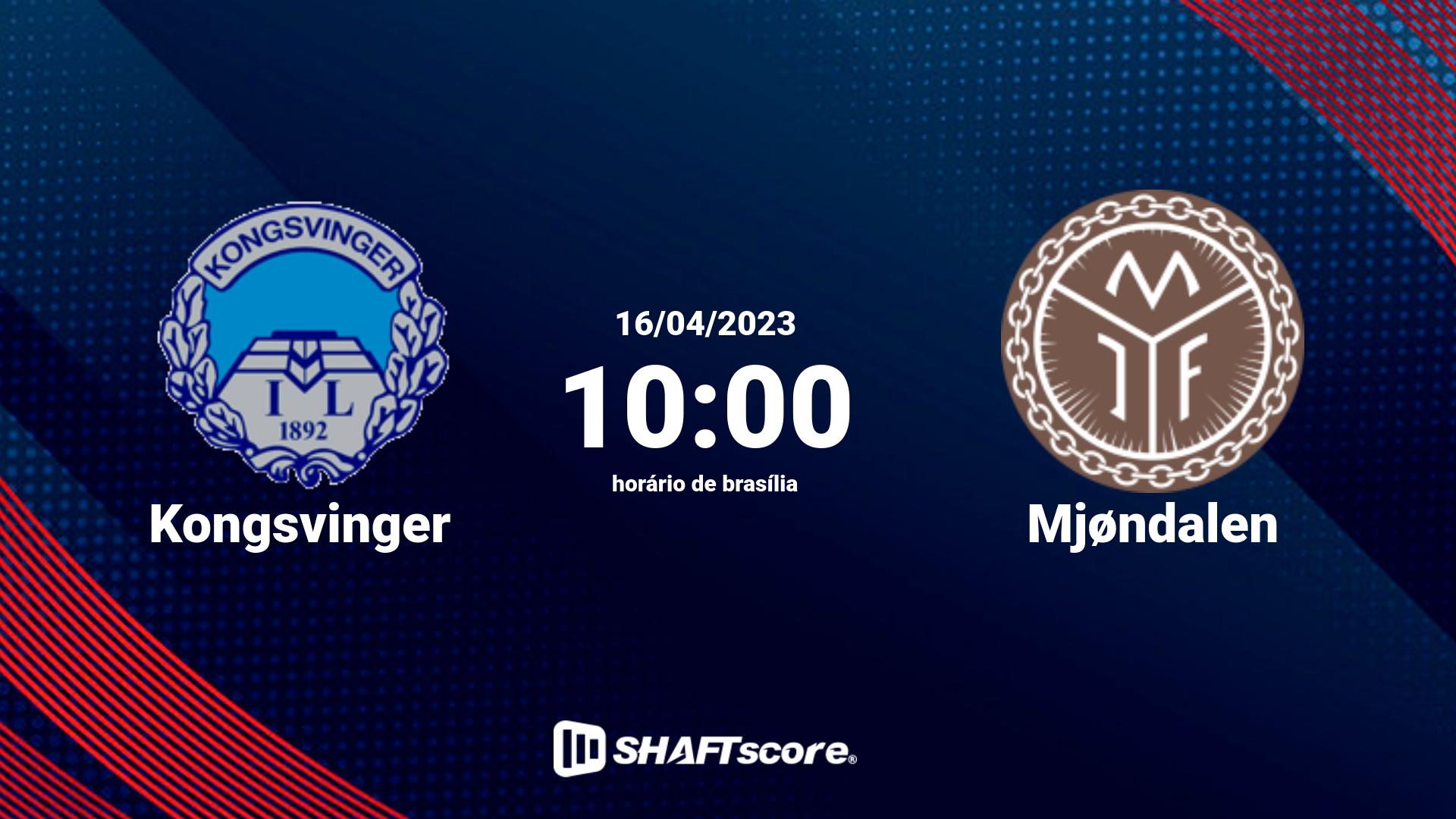 Estatísticas do jogo Kongsvinger vs Mjøndalen 16.04 10:00