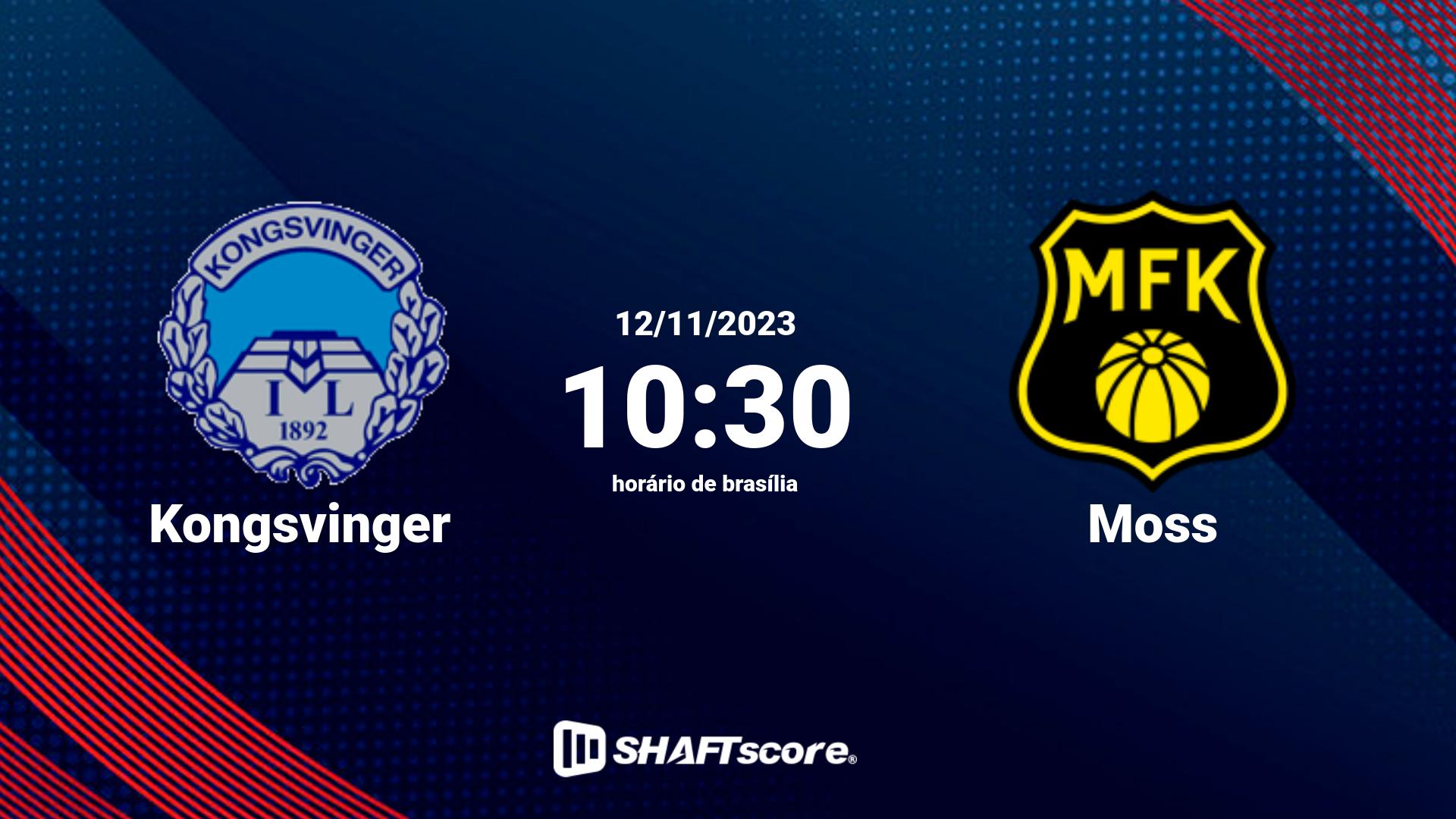 Estatísticas do jogo Kongsvinger vs Moss 12.11 10:30