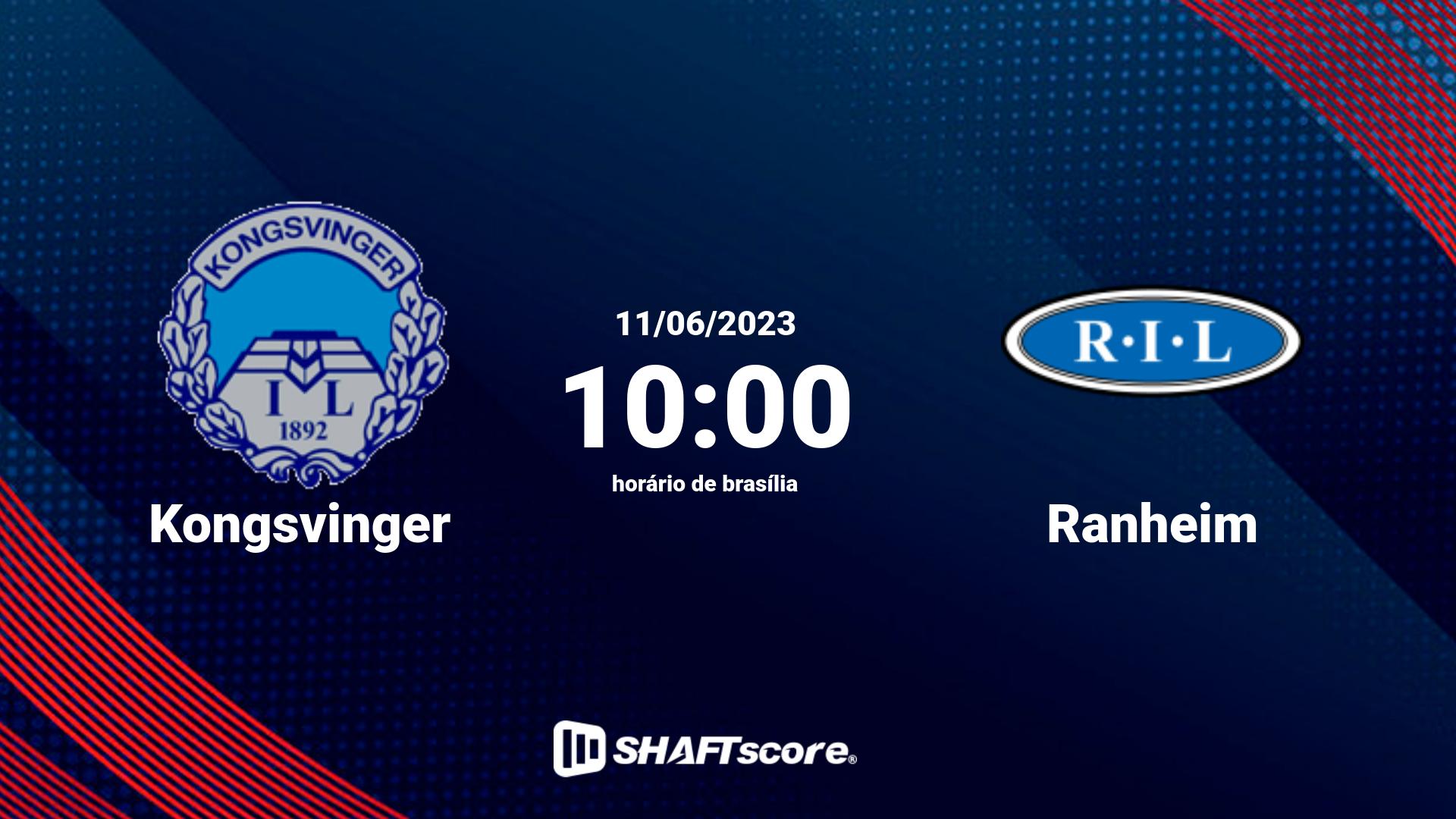 Estatísticas do jogo Kongsvinger vs Ranheim 11.06 10:00