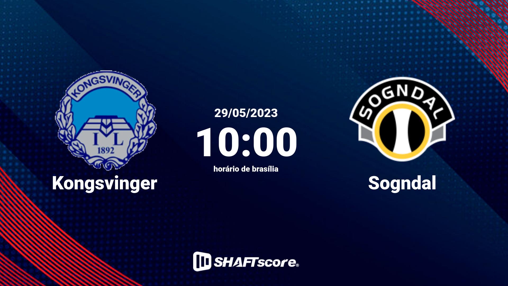 Estatísticas do jogo Kongsvinger vs Sogndal 29.05 10:00