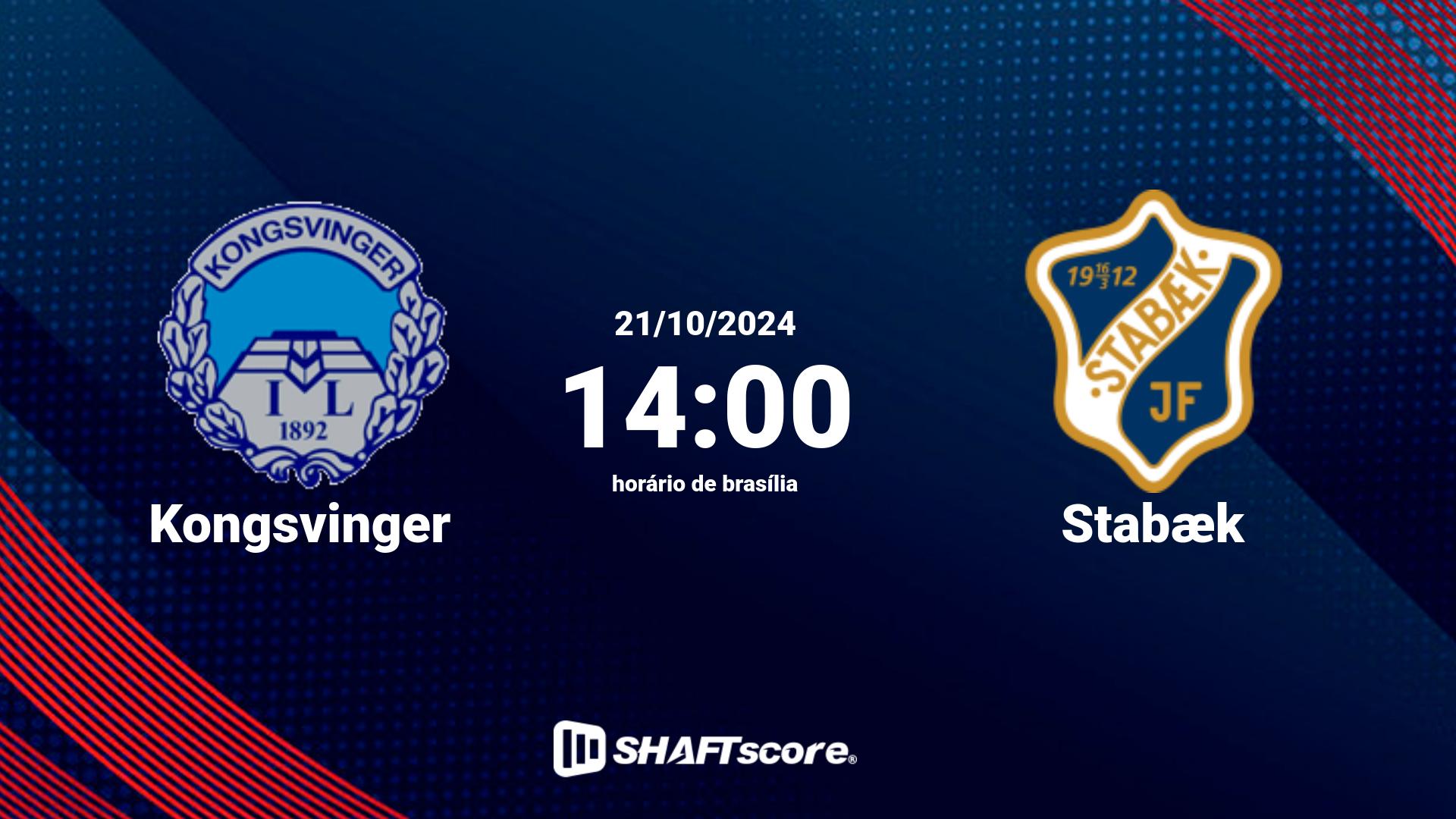 Estatísticas do jogo Kongsvinger vs Stabæk 21.10 14:00