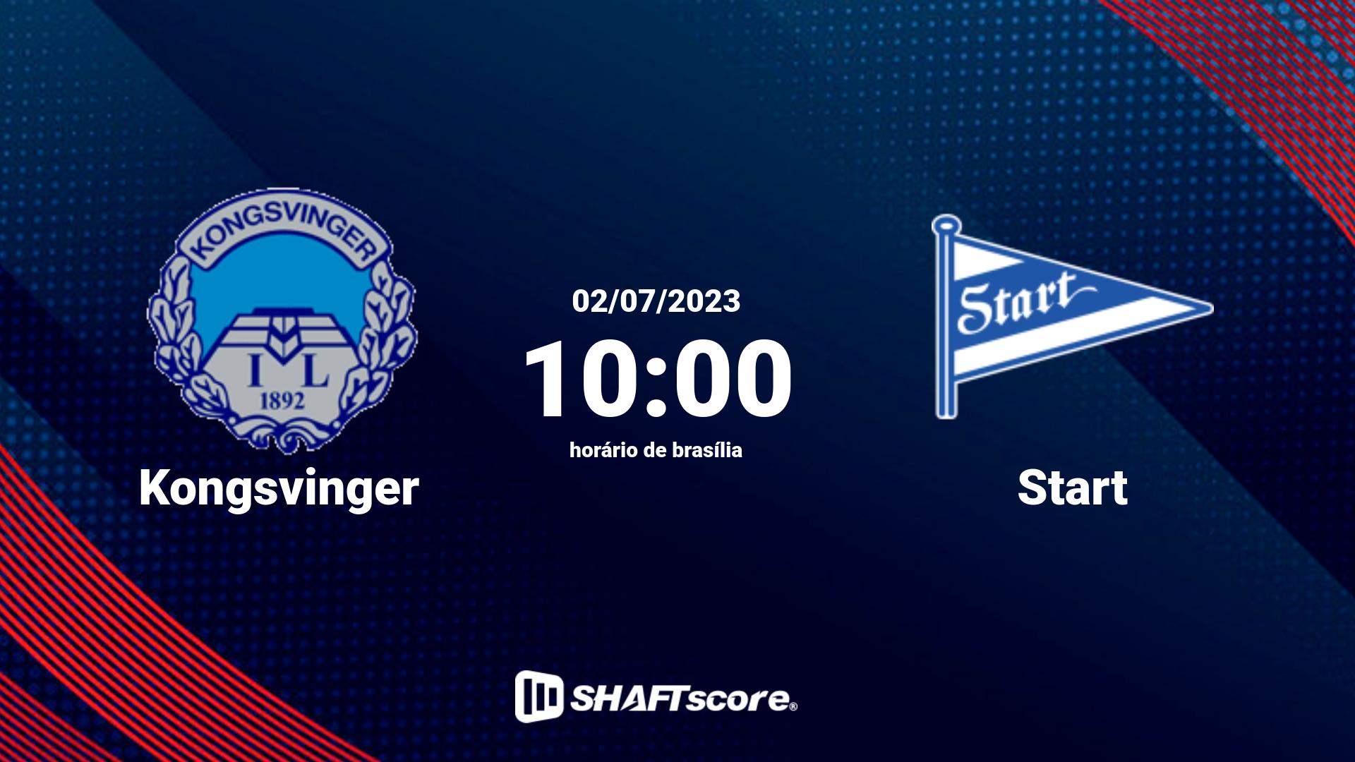 Estatísticas do jogo Kongsvinger vs Start 02.07 10:00