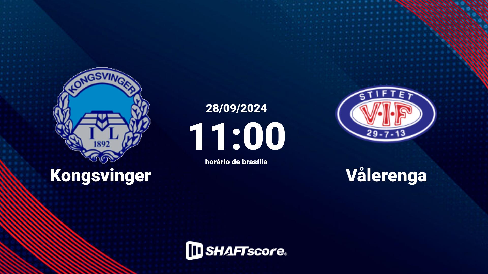 Estatísticas do jogo Kongsvinger vs Vålerenga 28.09 11:00