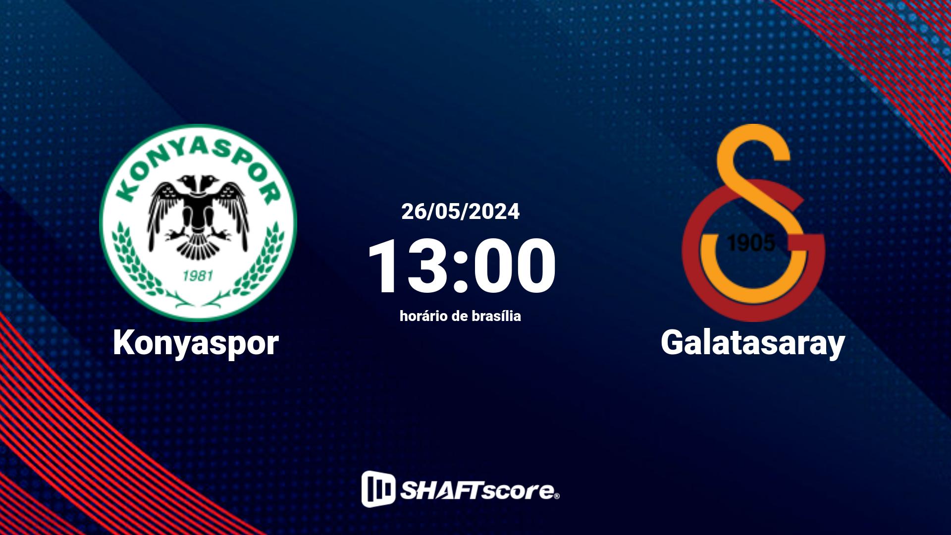 Estatísticas do jogo Konyaspor vs Galatasaray 26.05 13:00