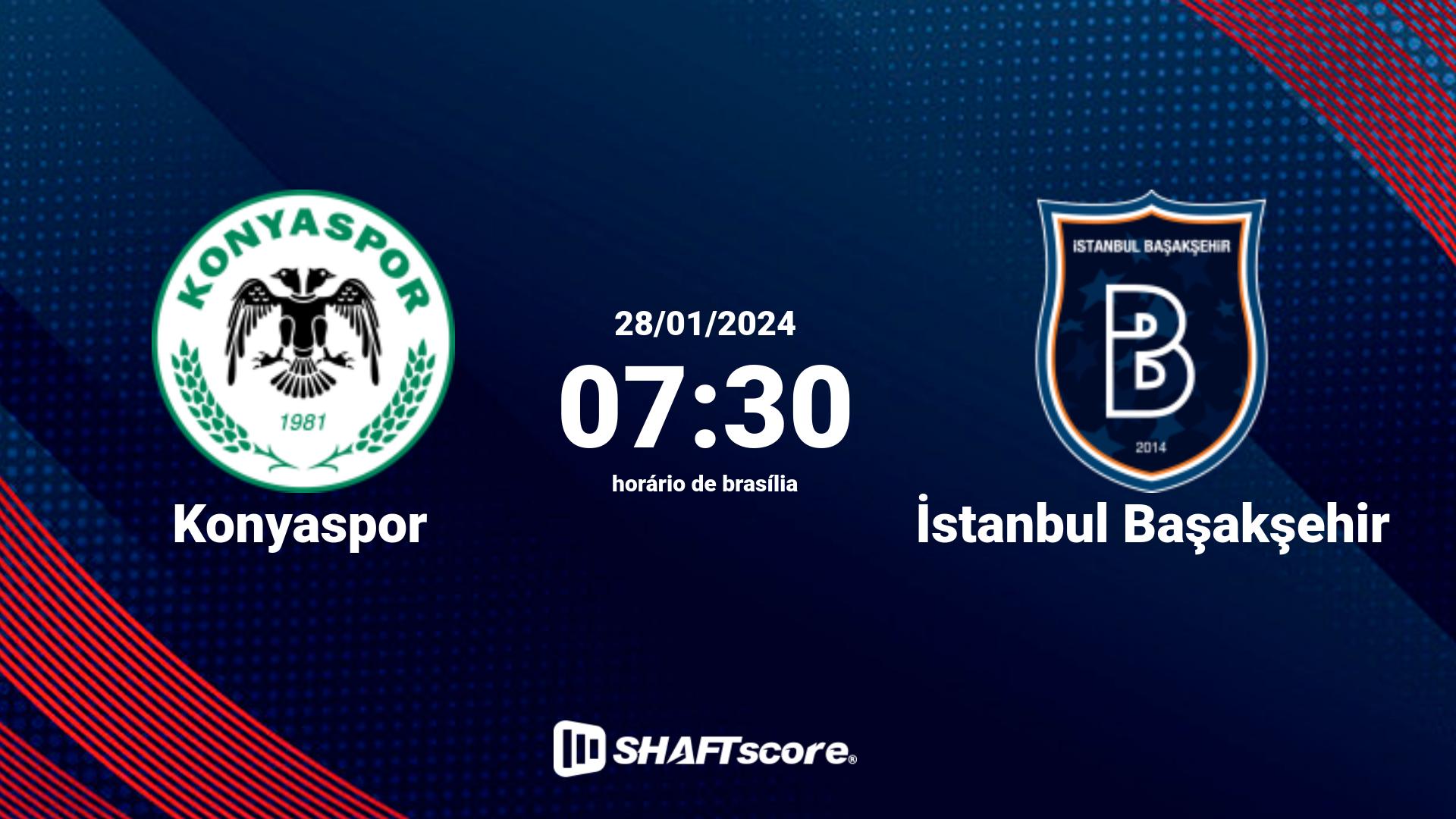 Estatísticas do jogo Konyaspor vs İstanbul Başakşehir 28.01 07:30