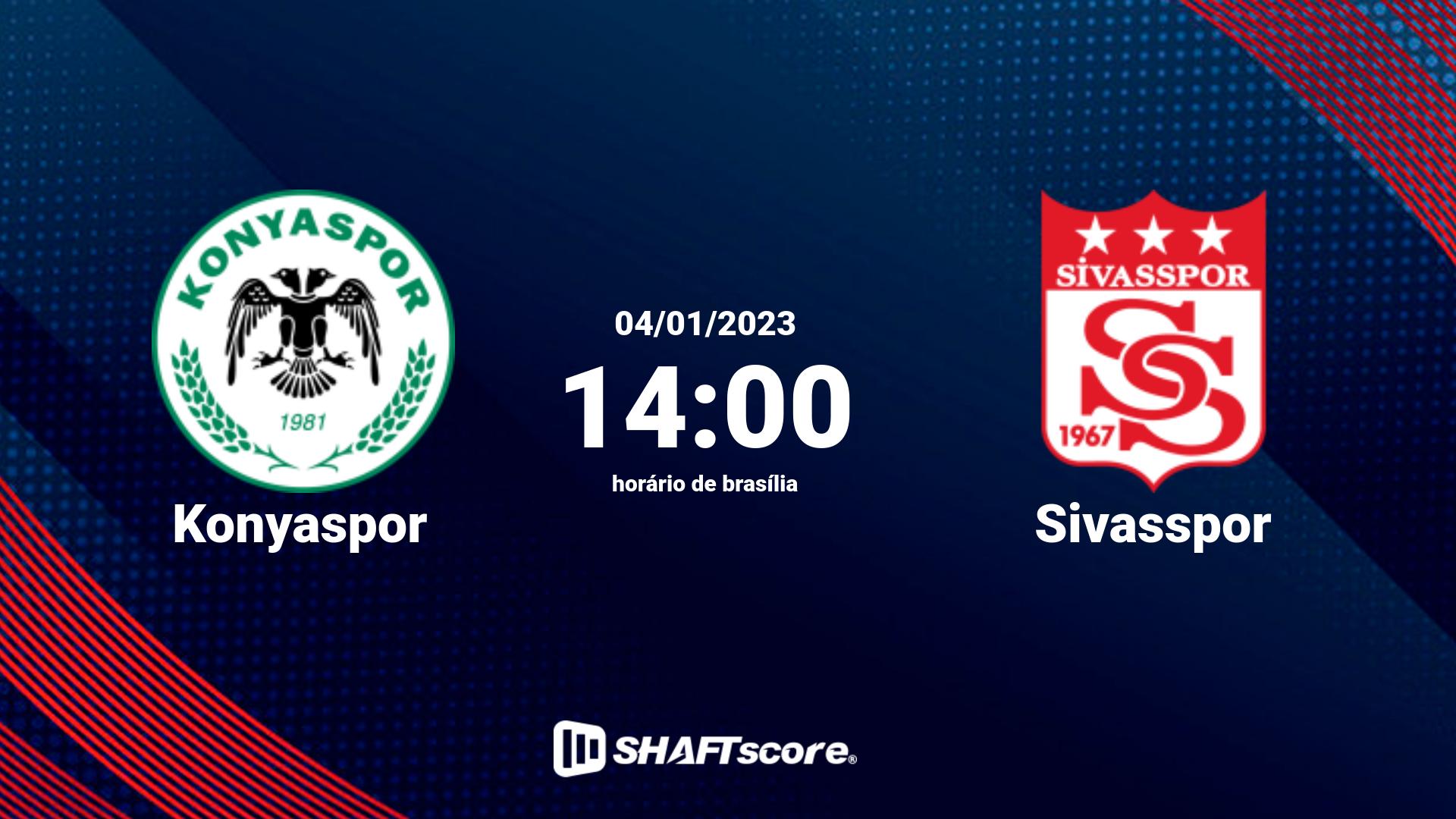 Estatísticas do jogo Konyaspor vs Sivasspor 04.01 14:00
