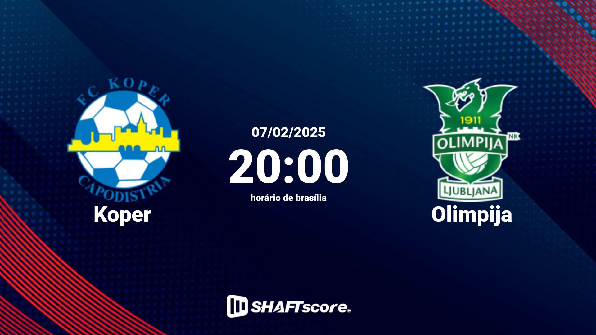 Estatísticas do jogo Koper vs Olimpija 07.02 20:00