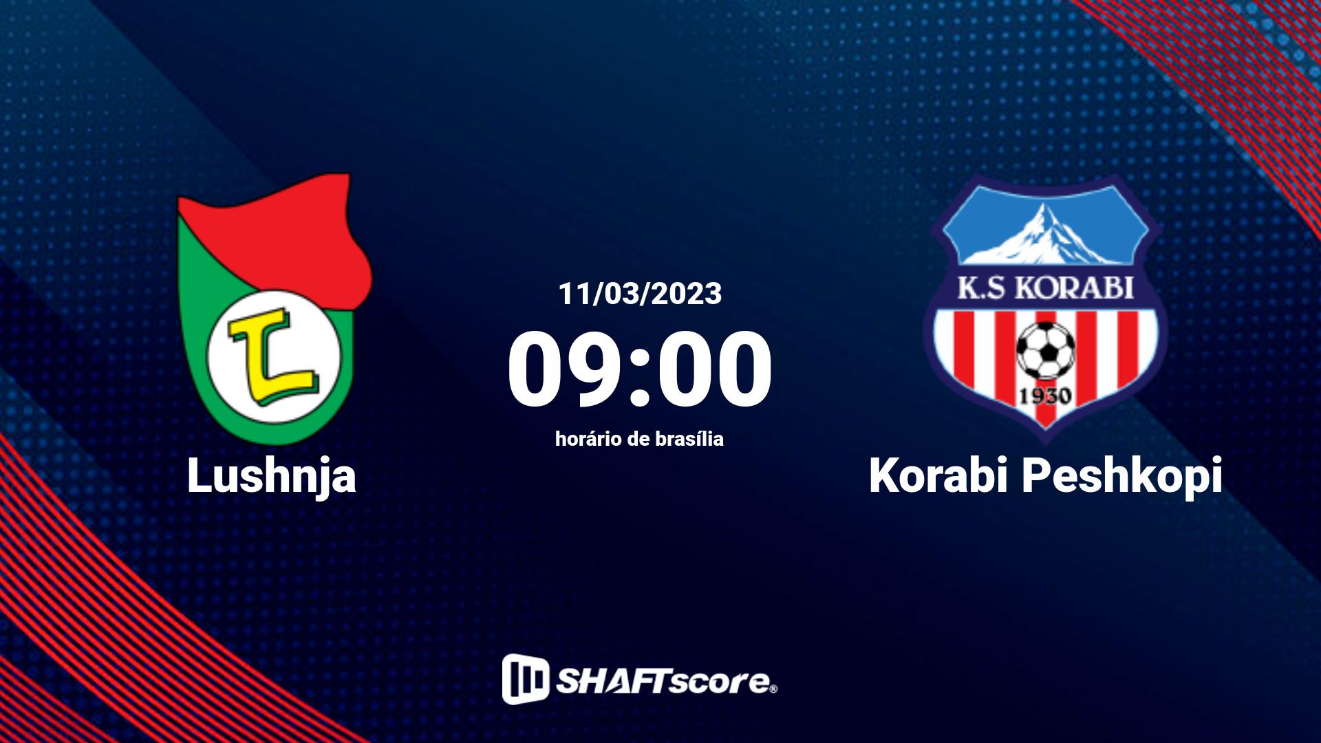 Estatísticas do jogo Korabi Peshkopi vs Lushnja 25.02 09:30