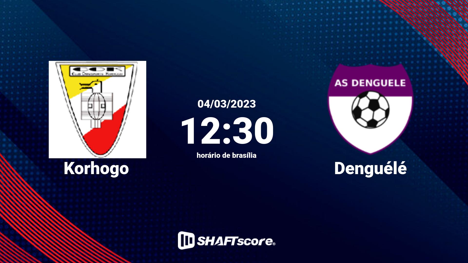 Estatísticas do jogo Korhogo vs Denguélé 04.03 12:30