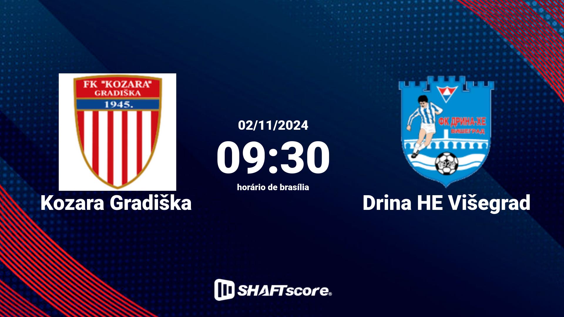 Estatísticas do jogo Kozara Gradiška vs Drina HE Višegrad 02.11 09:30