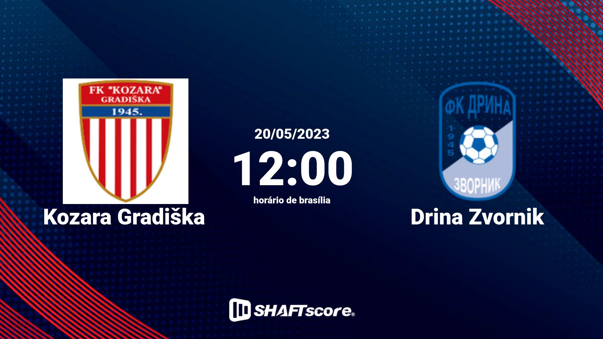 Estatísticas do jogo Kozara Gradiška vs Drina Zvornik 20.05 12:00