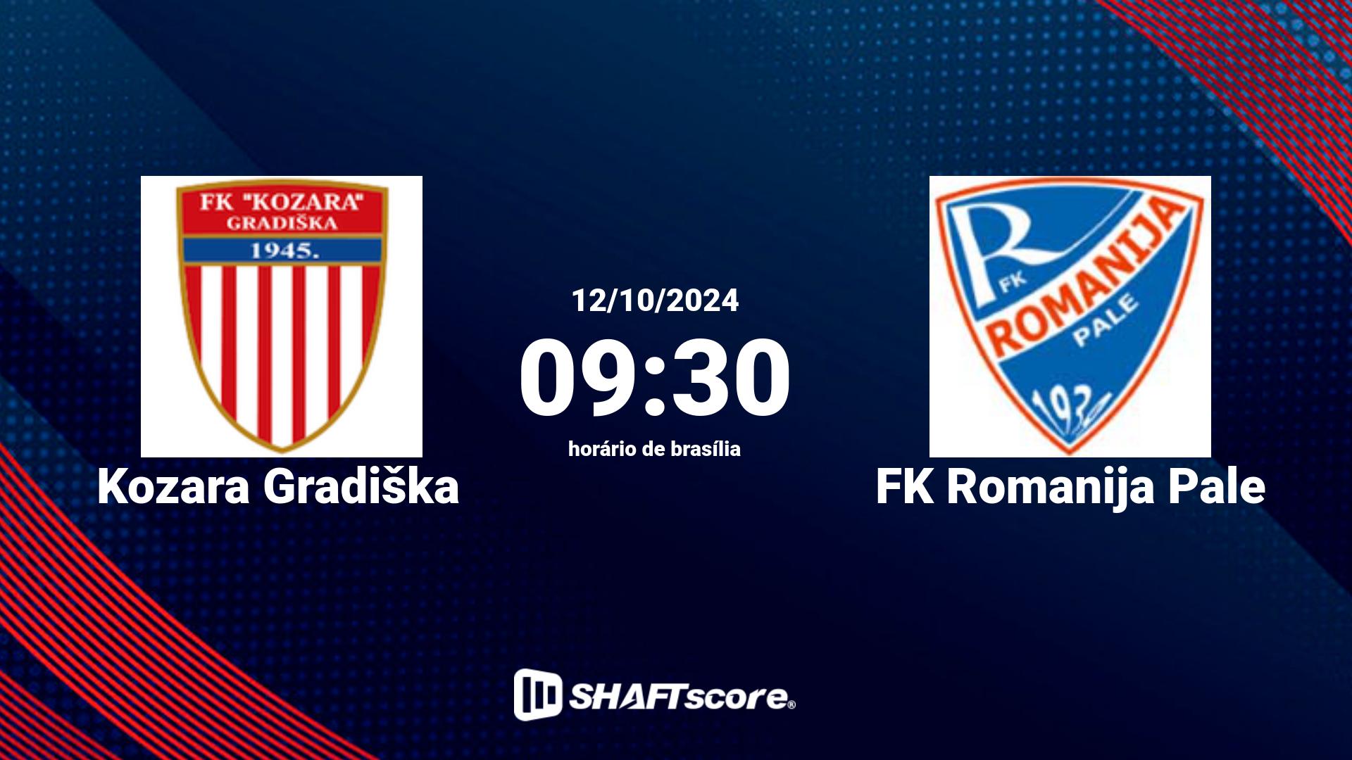 Estatísticas do jogo Kozara Gradiška vs FK Romanija Pale 12.10 09:30