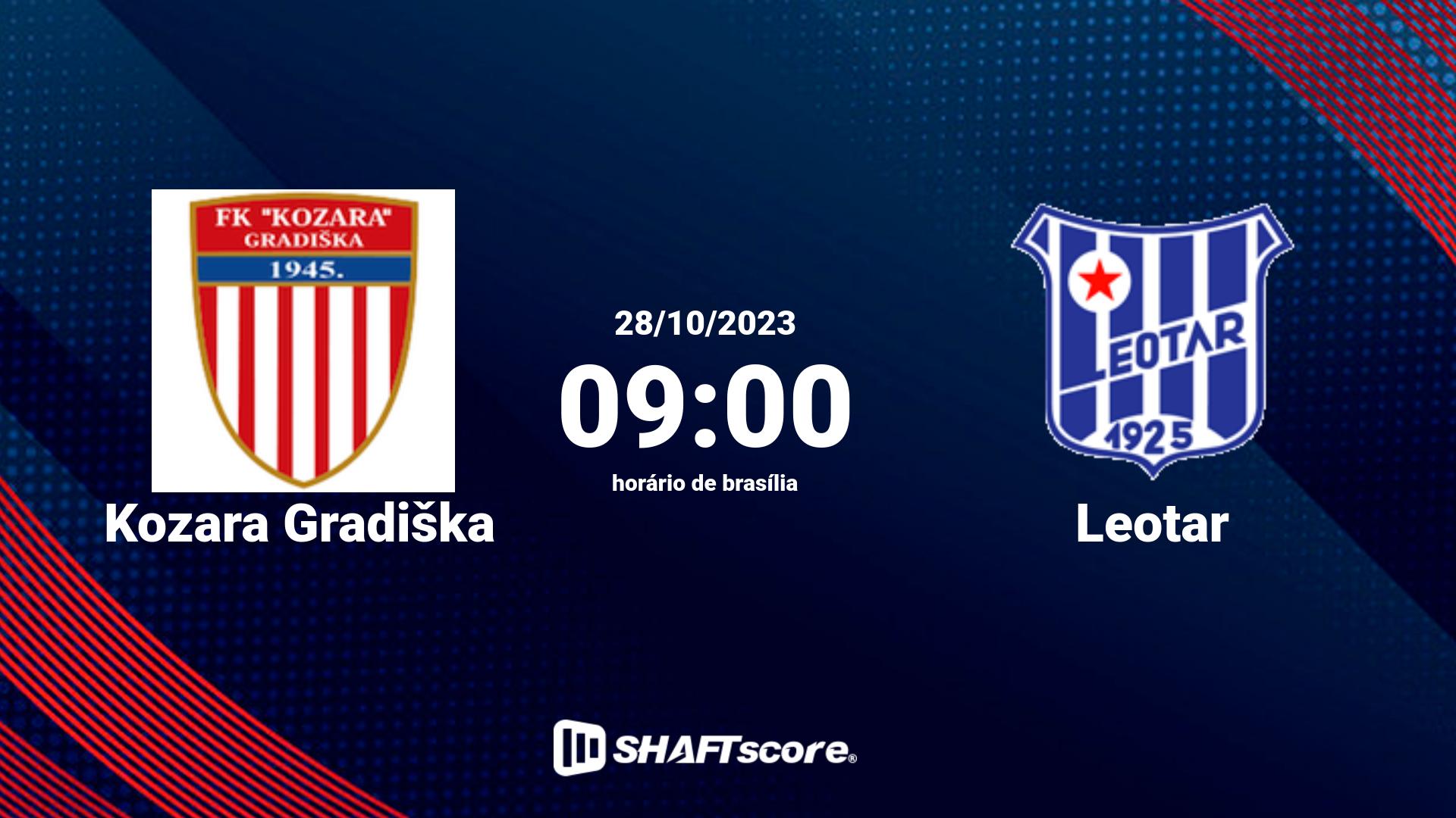 Estatísticas do jogo Kozara Gradiška vs Leotar 28.10 09:00