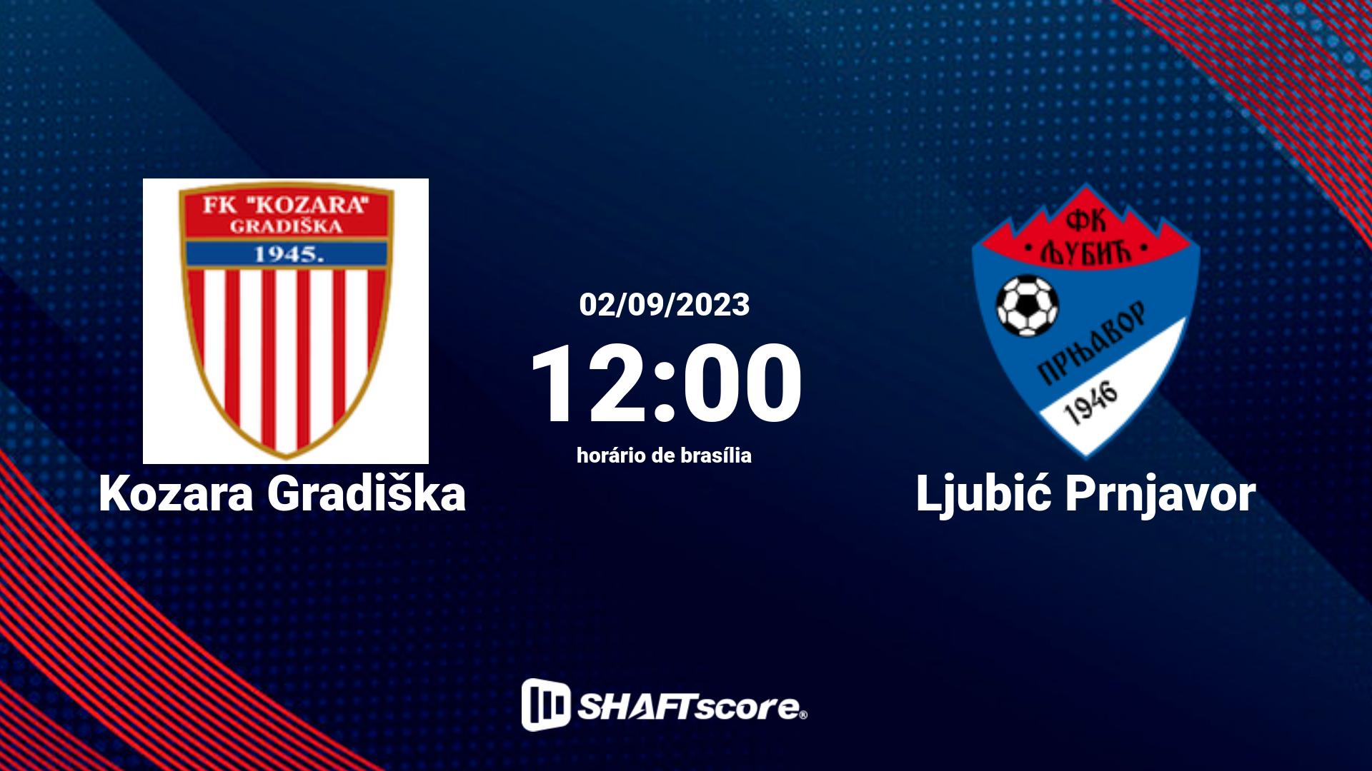 Estatísticas do jogo Kozara Gradiška vs Ljubić Prnjavor 02.09 12:00