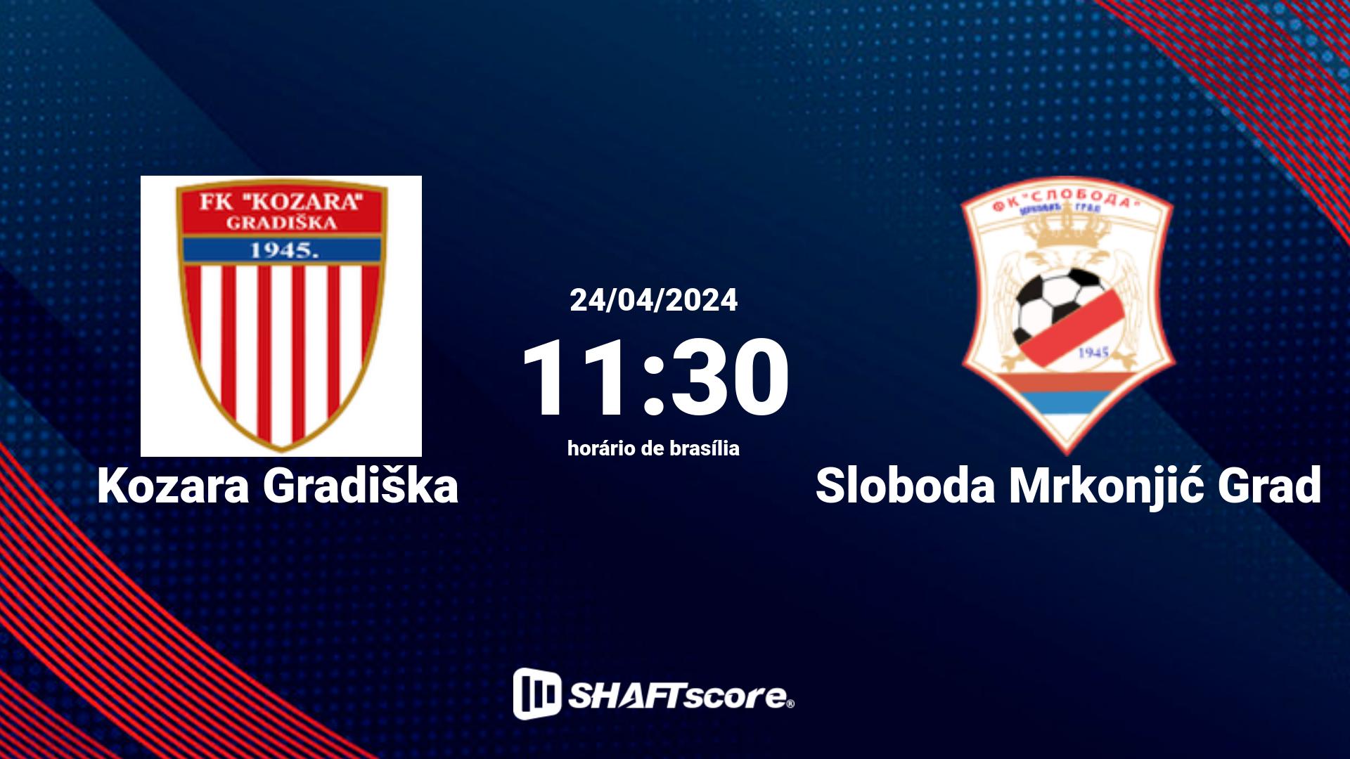 Estatísticas do jogo Kozara Gradiška vs Sloboda Mrkonjić Grad 24.04 11:30