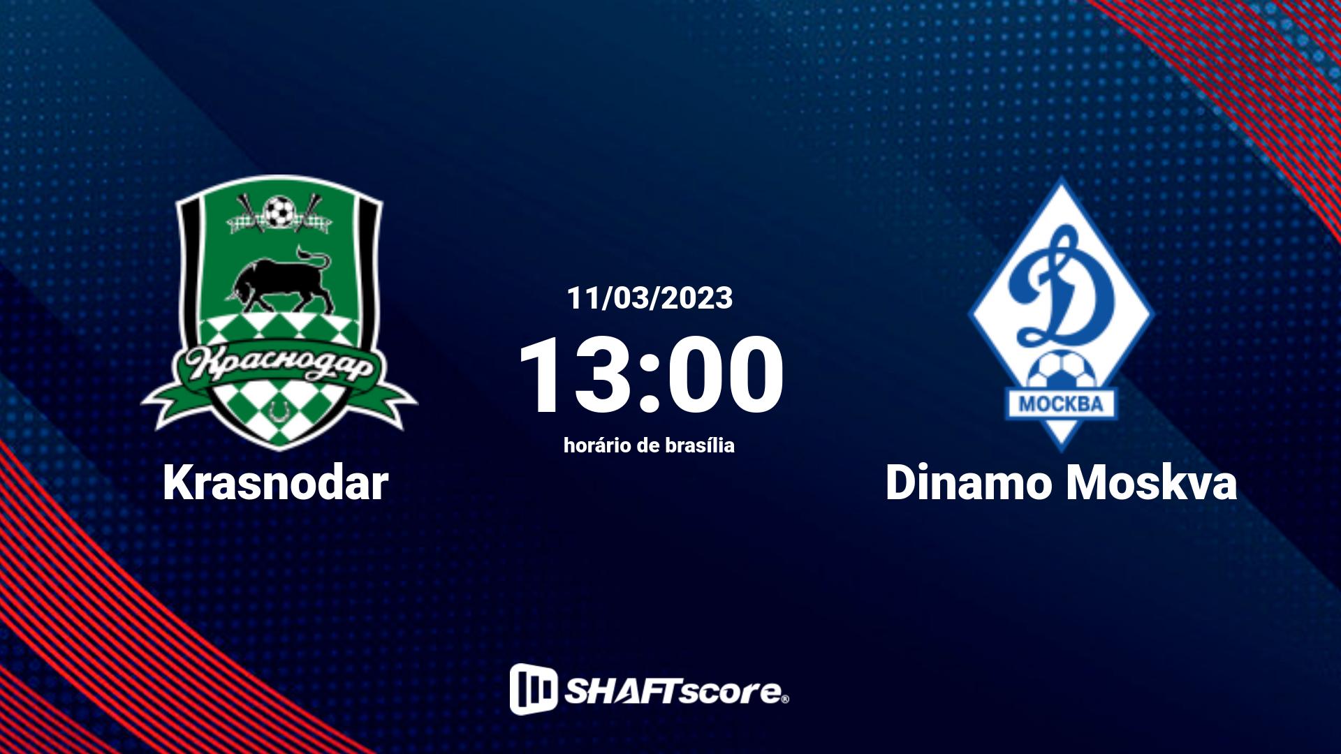 Estatísticas do jogo Krasnodar vs Dinamo Moskva 11.03 13:00