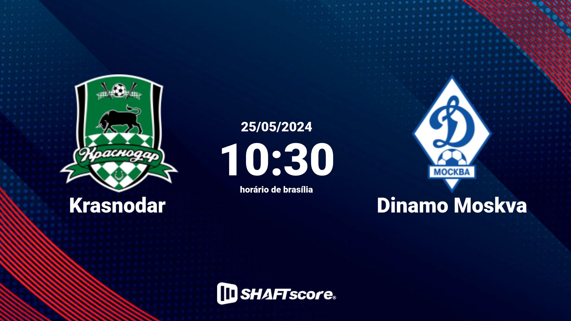 Estatísticas do jogo Krasnodar vs Dinamo Moskva 25.05 10:30