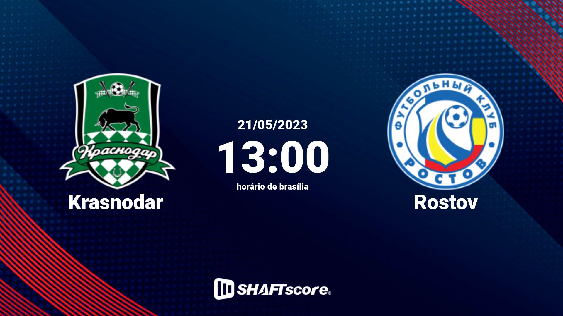 Estatísticas do jogo Krasnodar vs Rostov 21.05 13:00