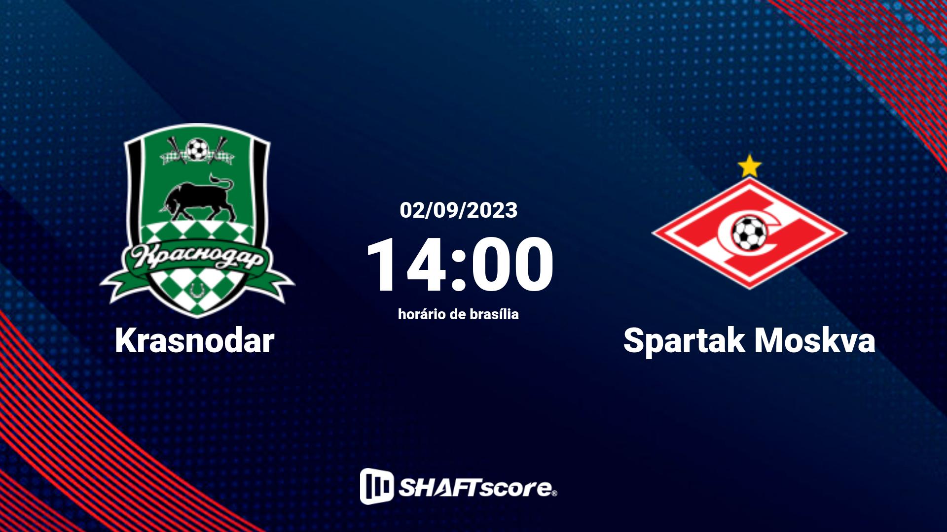 Estatísticas do jogo Krasnodar vs Spartak Moskva 02.09 14:00