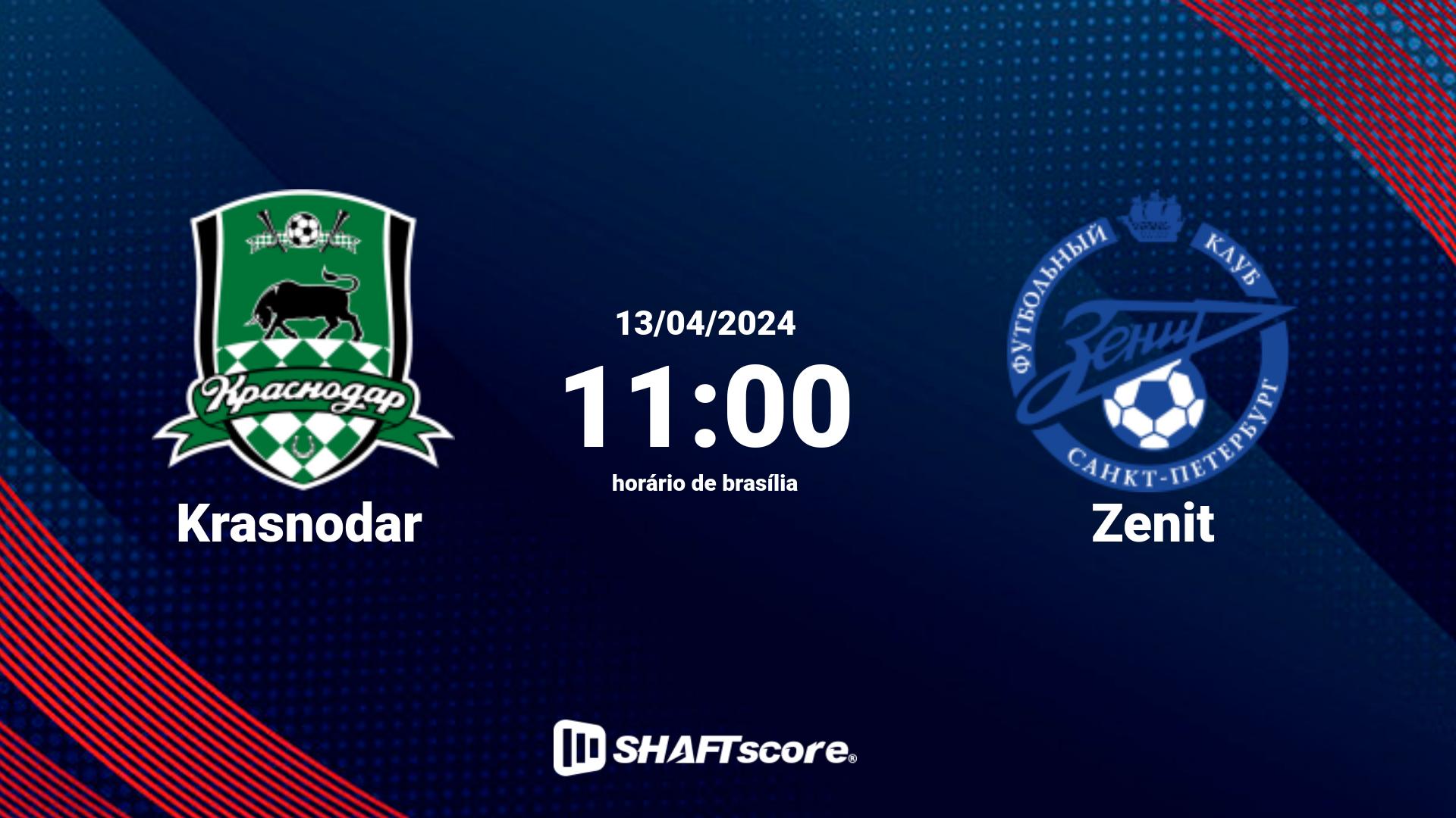 Estatísticas do jogo Krasnodar vs Zenit 13.04 11:00